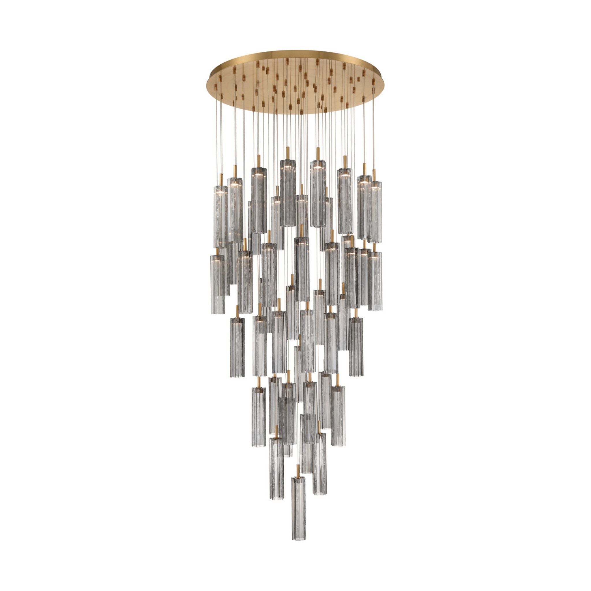 Addis 36" Integrated LED Multi-Light Aged Brass Pendant Gray 46-Light 36"W x 21"H x 36"D