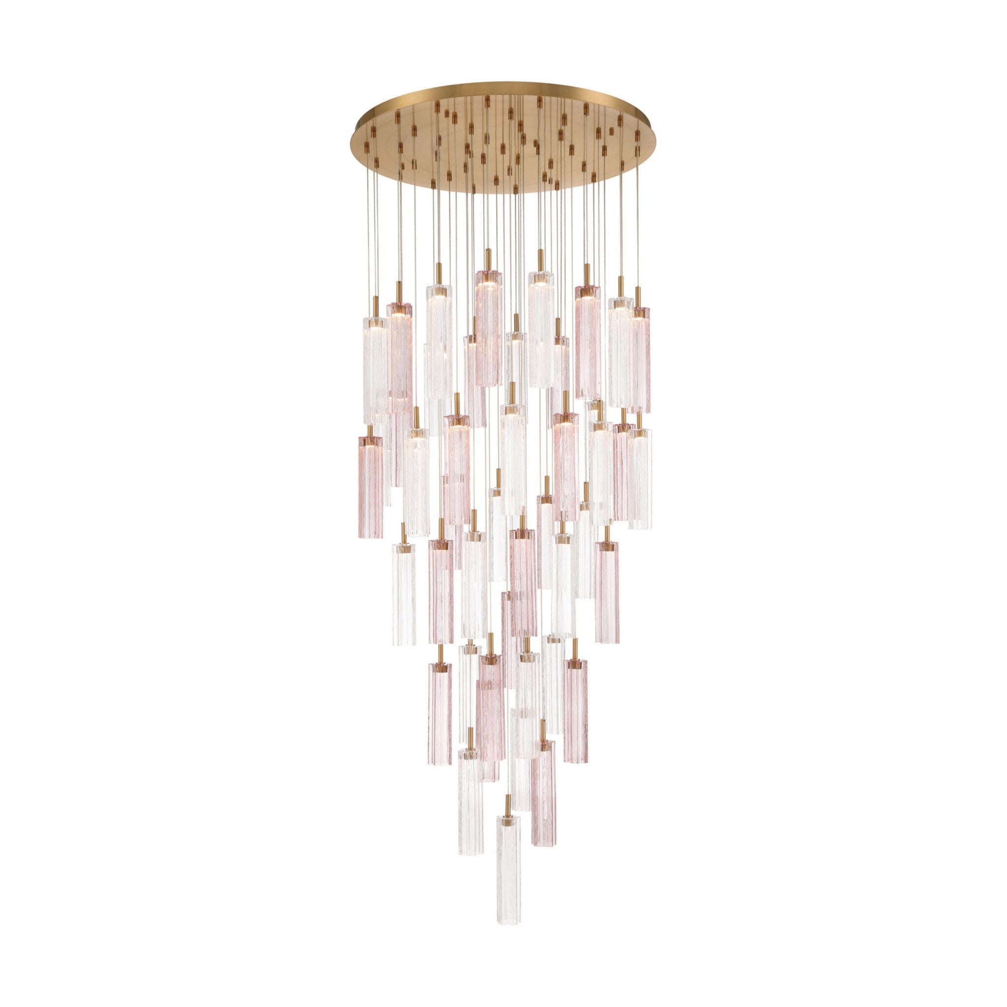 Addis 36" Integrated LED Multi-Light Aged Brass Pendant Spring Glass 46-Light 36"W x 21"H x 36"D