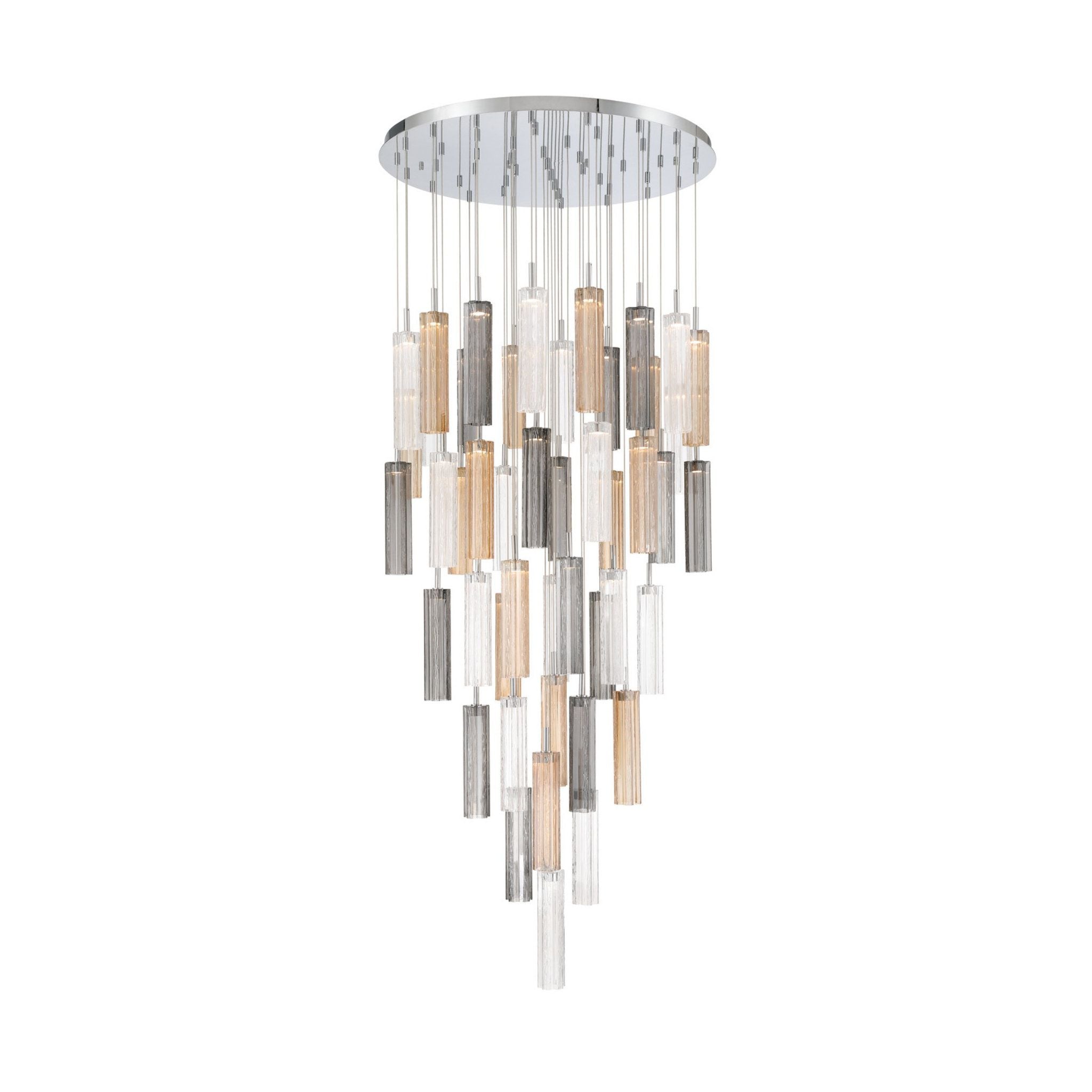 Addis 36" Integrated LED Multi-Light Polished Chrome Pendant Autumn Glass 46-Light 36"W x 21"H x 36"D