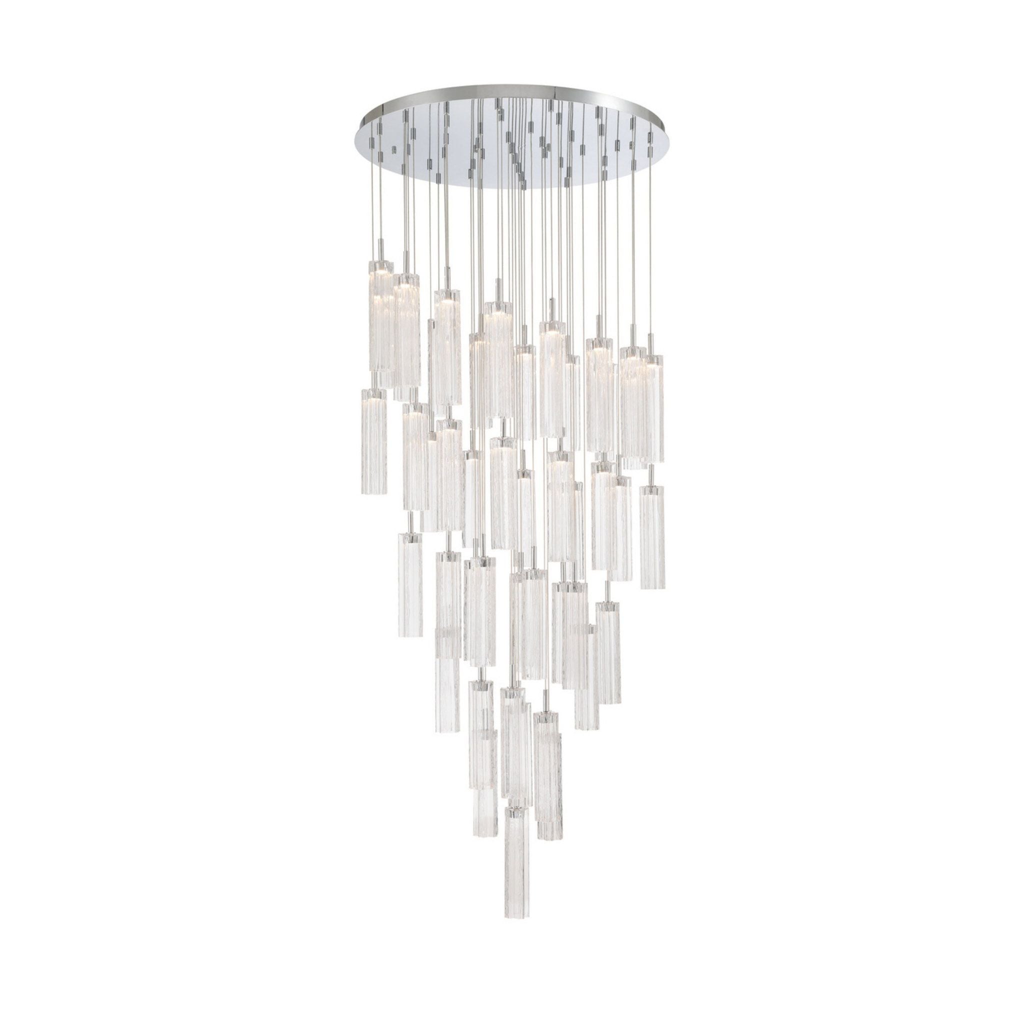 Addis 36" Integrated LED Multi-Light Polished Chrome Pendant Clear 46-Light 36"W x 21"H x 36"D