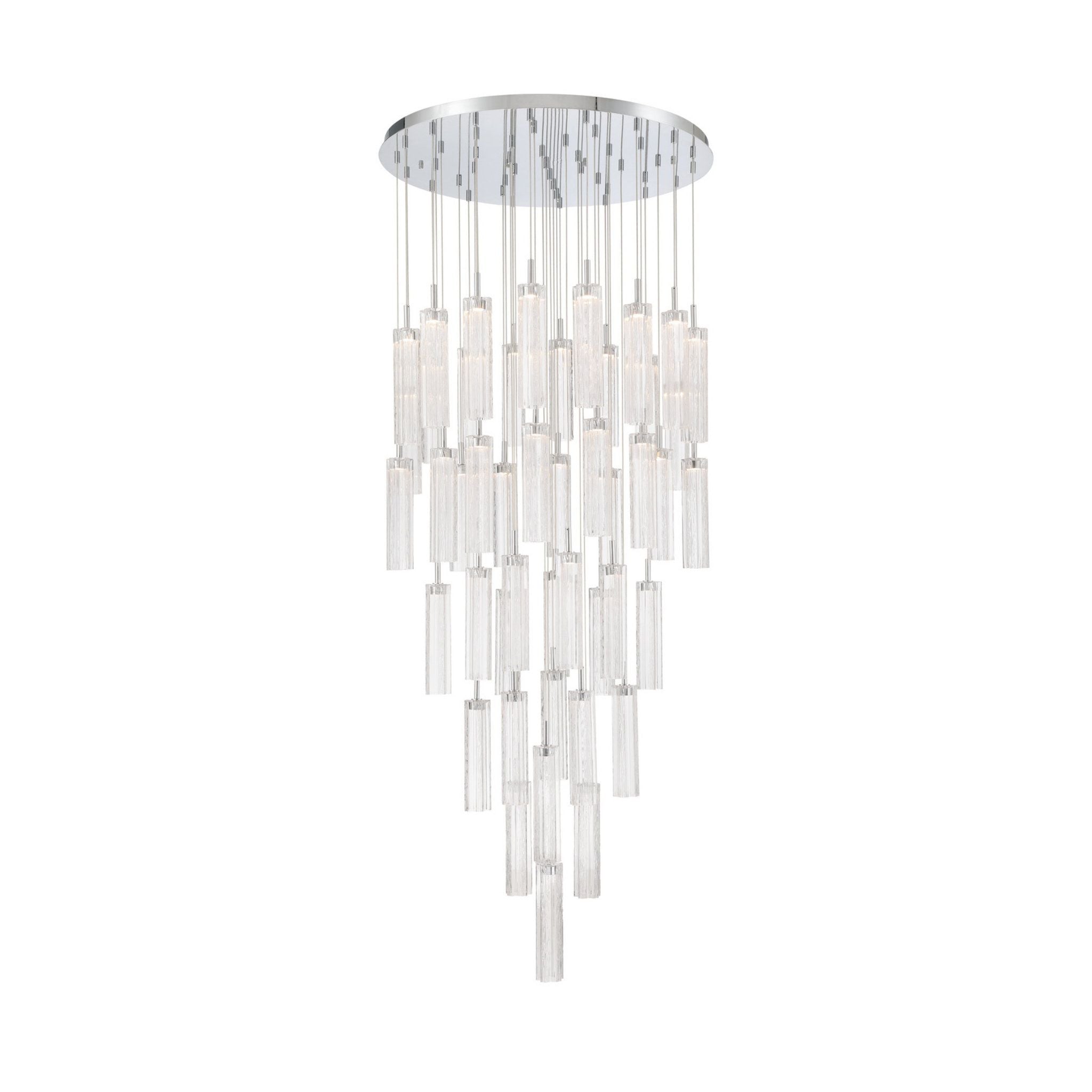 Addis 36" Integrated LED Multi-Light Polished Chrome Pendant Clear 46-Light 36"W x 21"H x 36"D