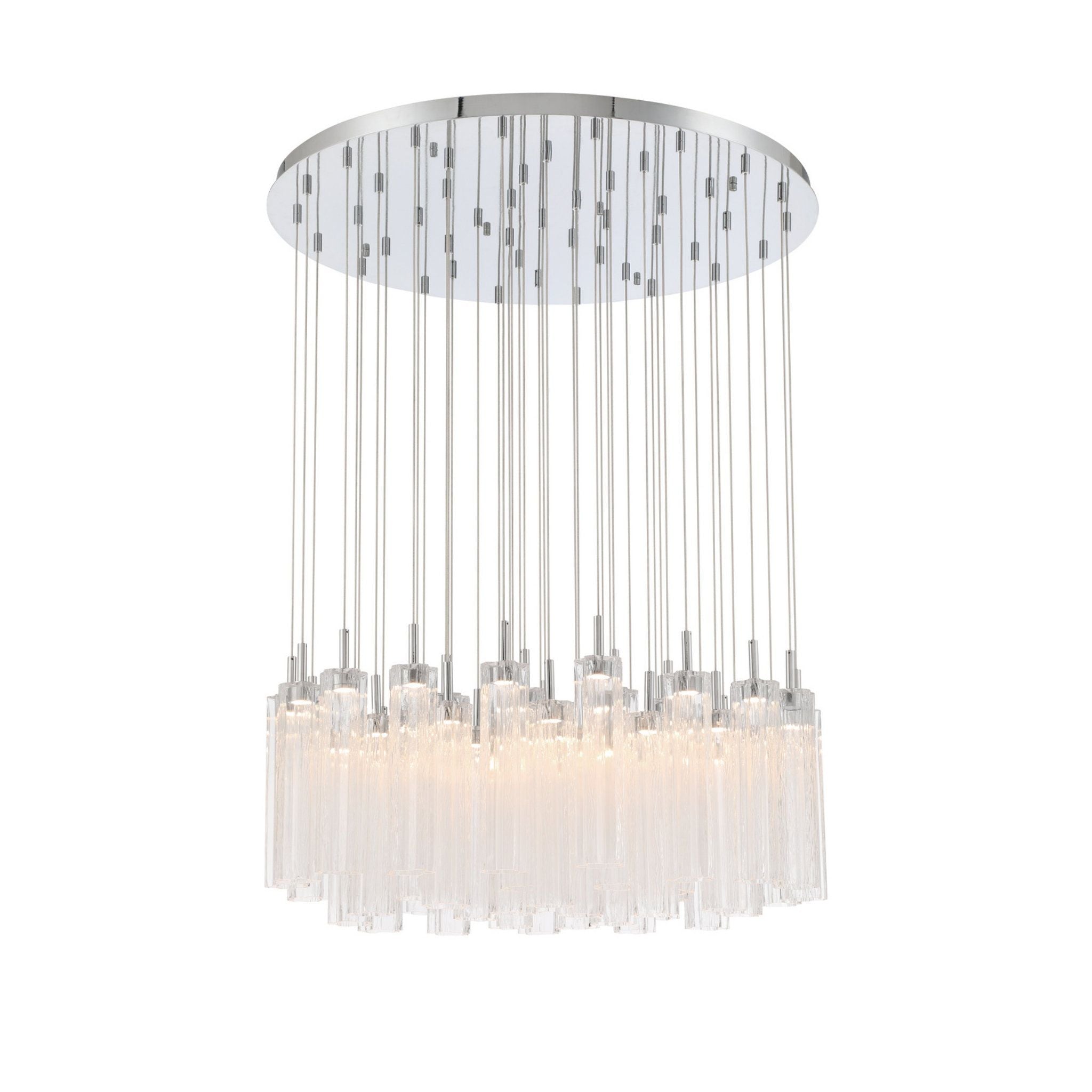 Addis 36" Integrated LED Multi-Light Polished Chrome Pendant Clear 46-Light 36"W x 21"H x 36"D