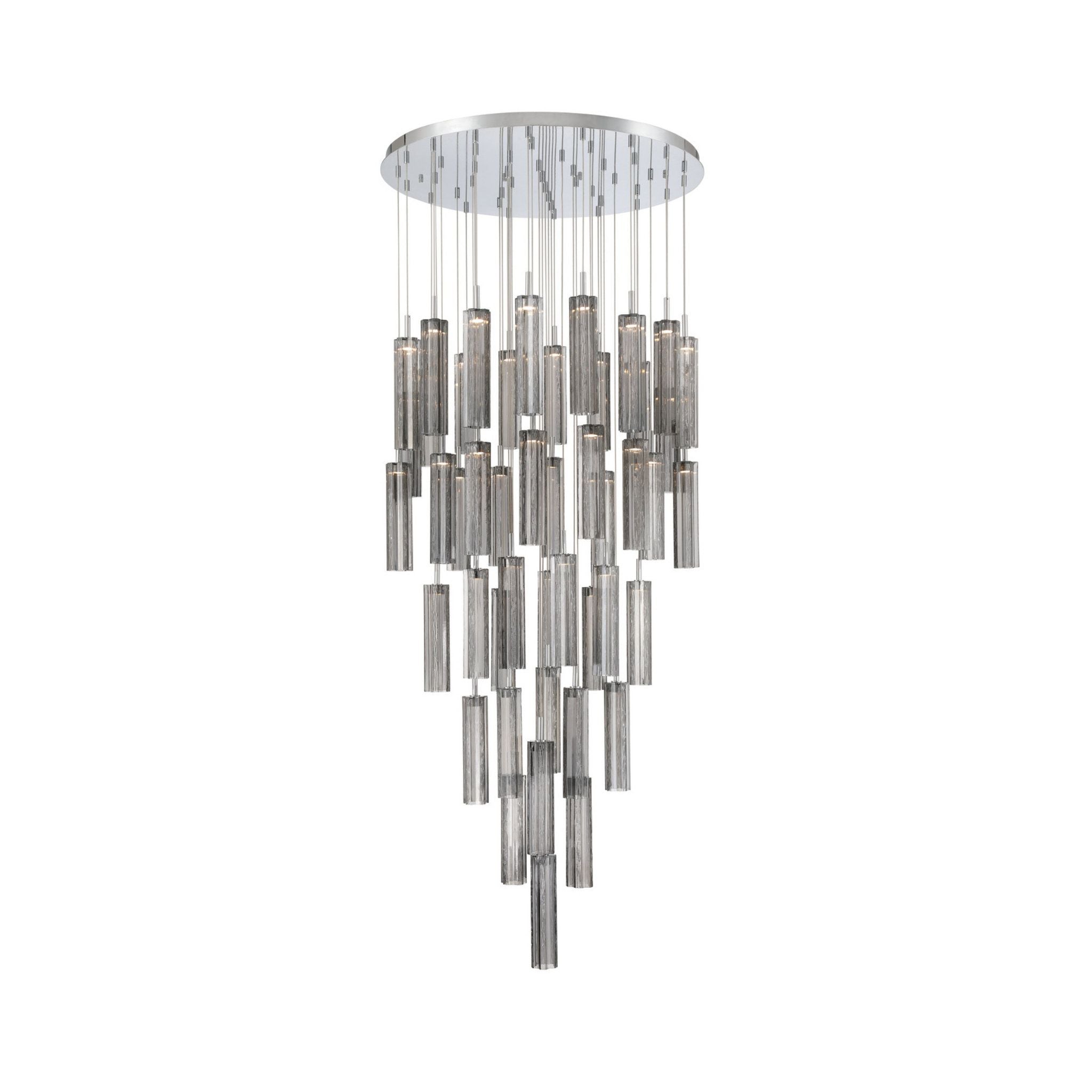 Addis 36" Integrated LED Multi-Light Polished Chrome Pendant Gray 46-Light 36"W x 21"H x 36"D