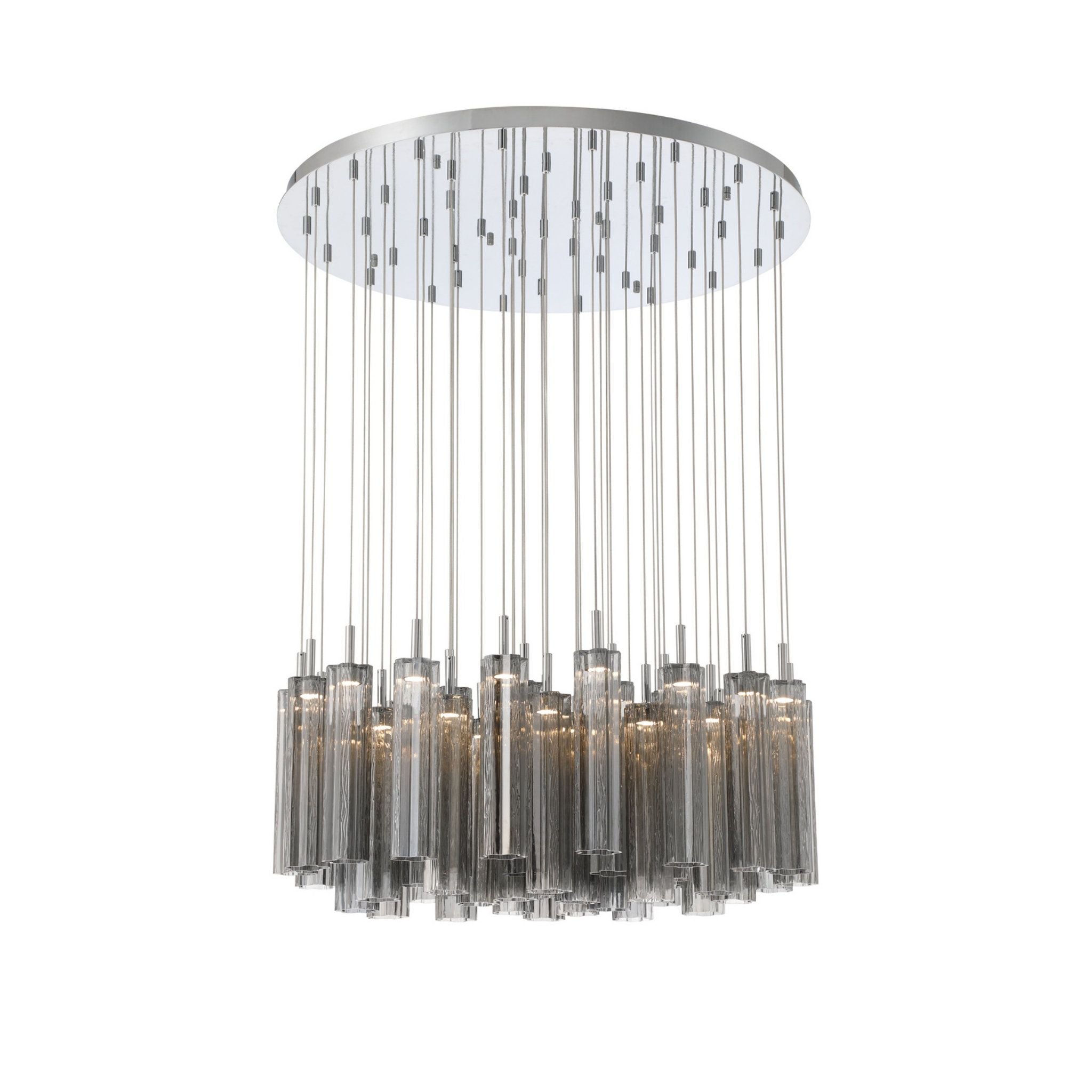 Addis 36" Integrated LED Multi-Light Polished Chrome Pendant Gray 46-Light 36"W x 21"H x 36"D