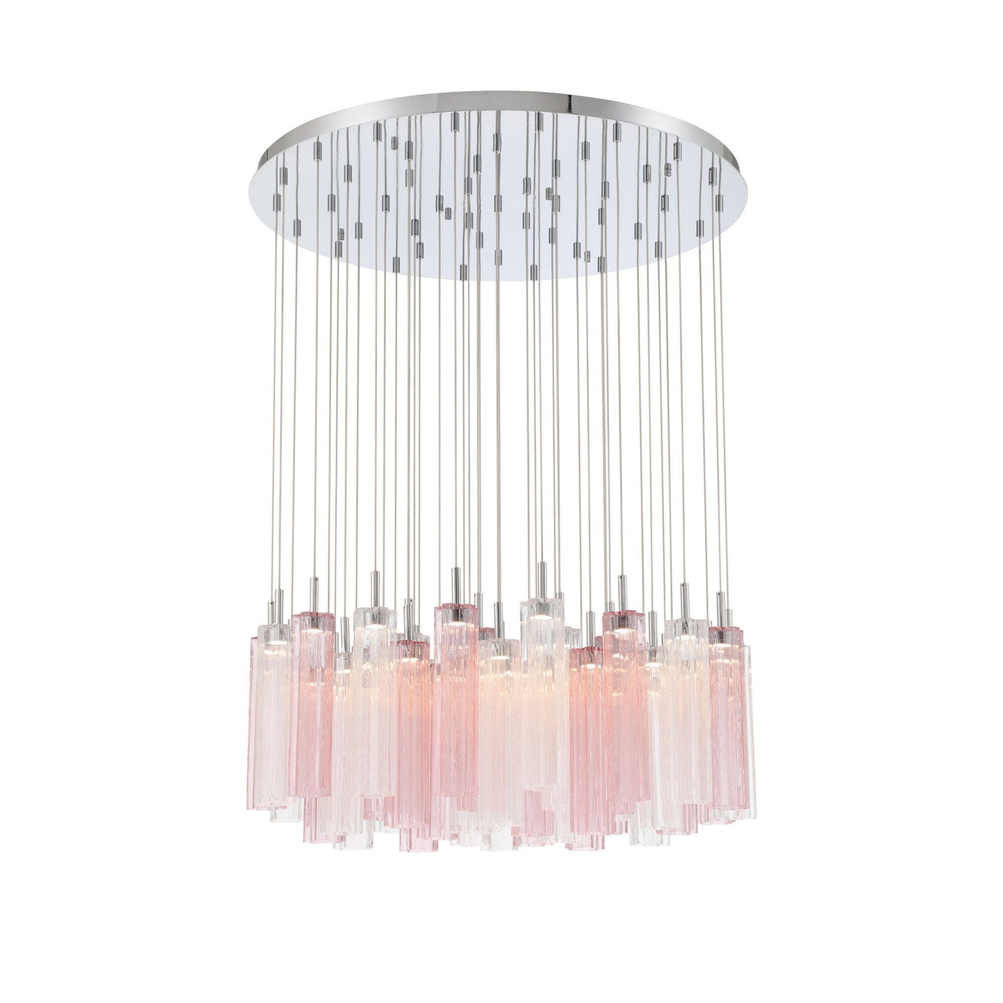 Addis 36" Integrated LED Multi-Light Polished Chrome Pendant Spring Glass 46-Light 36"W x 21"H x 36"D