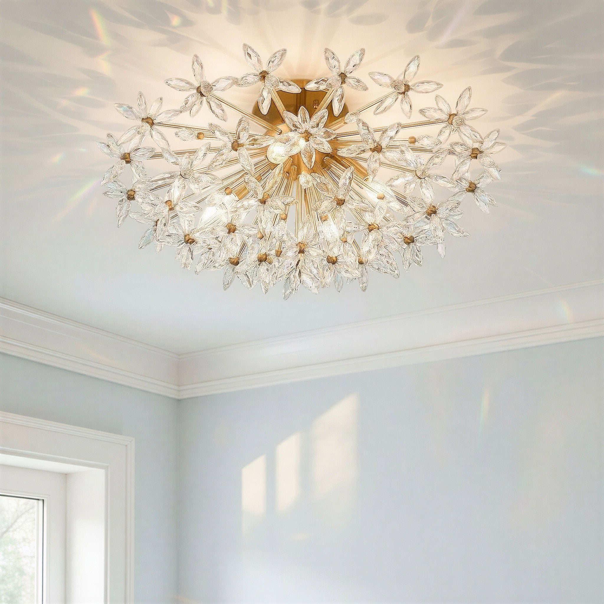 Adley 25.25'' Aged Brass Semi Flush Mount Gold 25.25"W x 11.75"H x 25.25"D