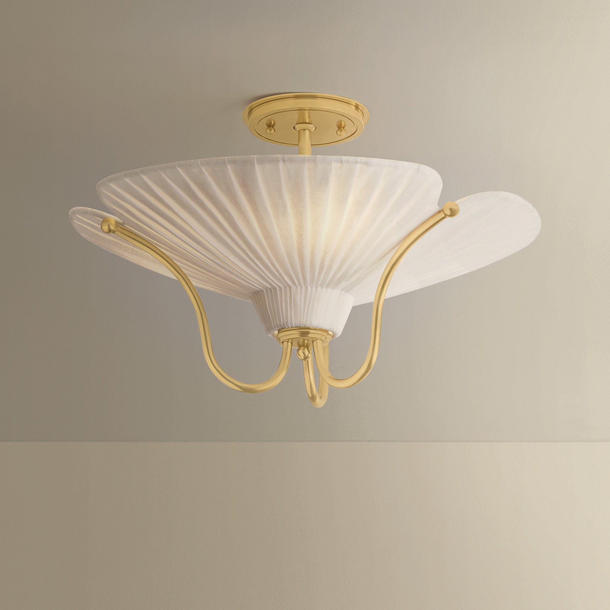 Gerhard 3-Light Semi Flush in Aged Brass by Augusta Hoffman 18.25W x 11.5H
