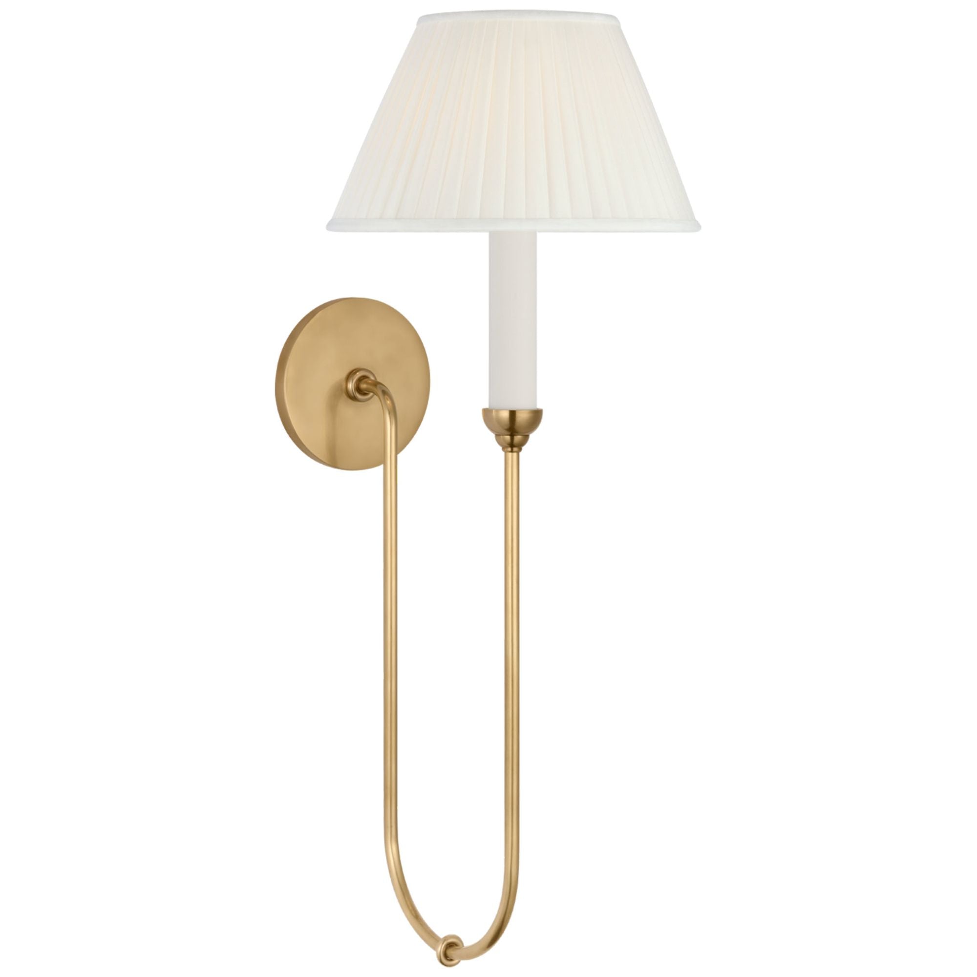 Amber Lewis Ingela 24" Single Sconce in Hand-Rubbed Antique Brass with Silk Pleat Shade Wall Light W9" x H24"