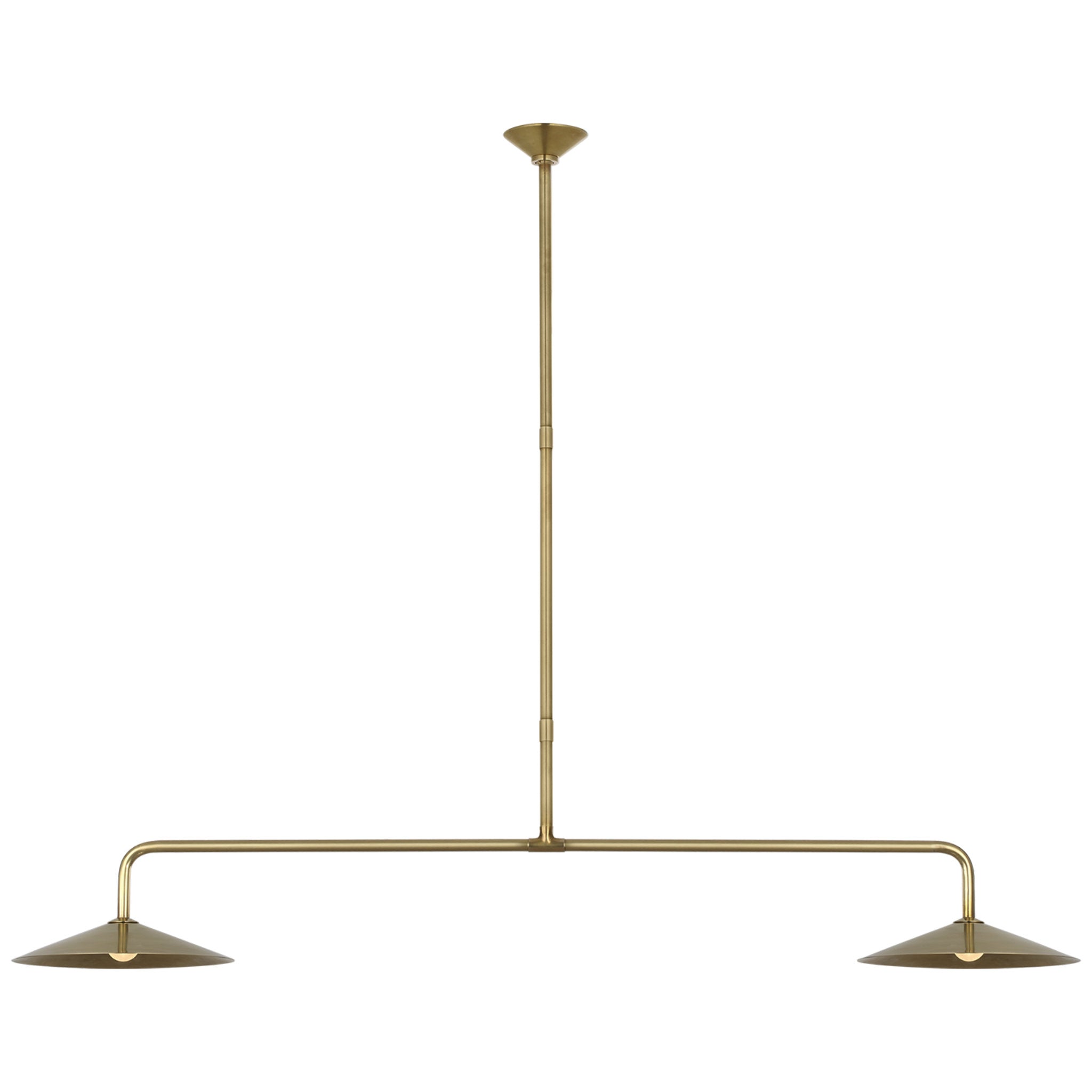 Amber Lewis Ponce 62" Linear Pendant in Hand-Rubbed Antique Brass with Hand-Rubbed Antique Brass Shades Ceiling Light W62"