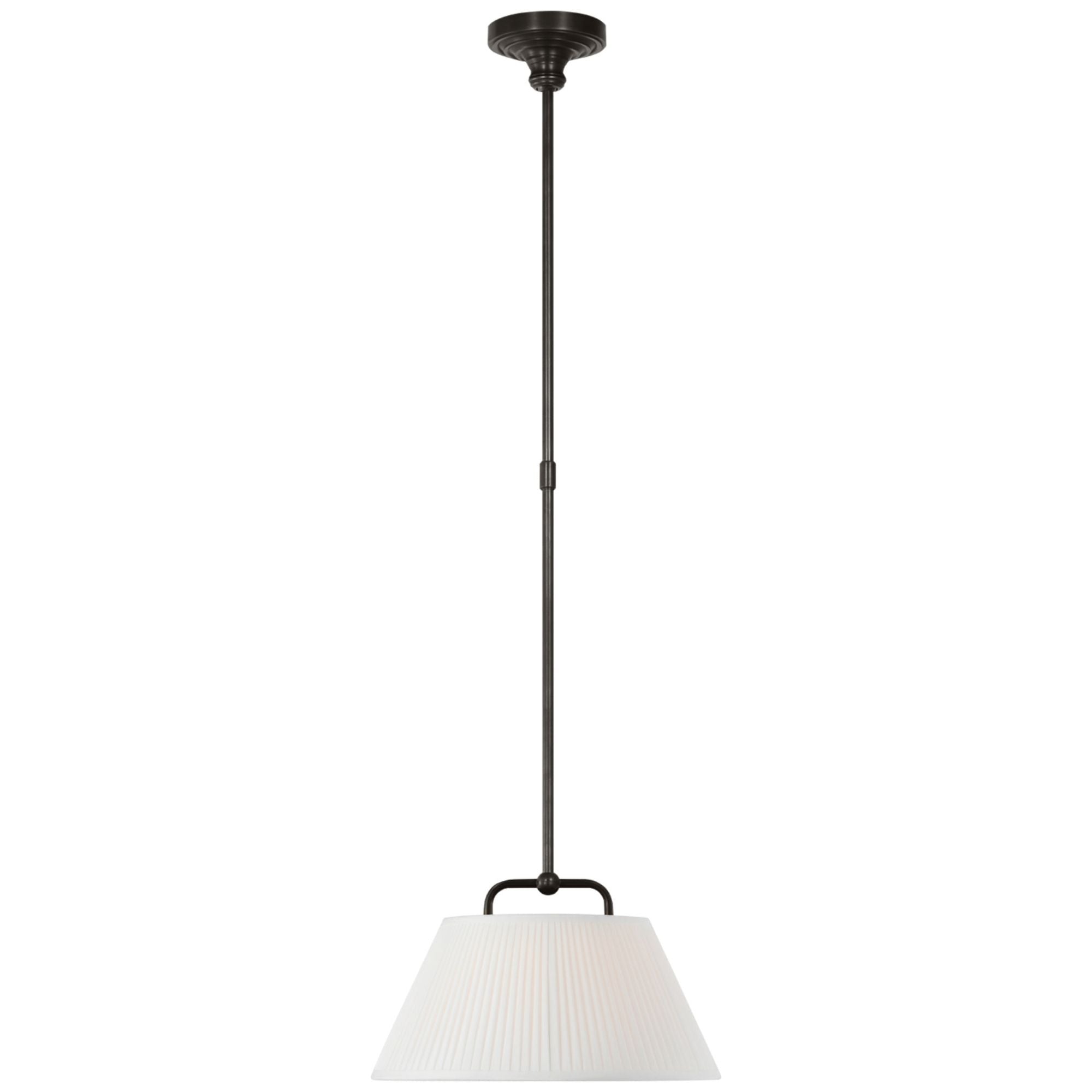 Amber Lewis Serrato 14" Hanging Shade in Bronze with Silk Pleat Shade Ceiling Light W14"