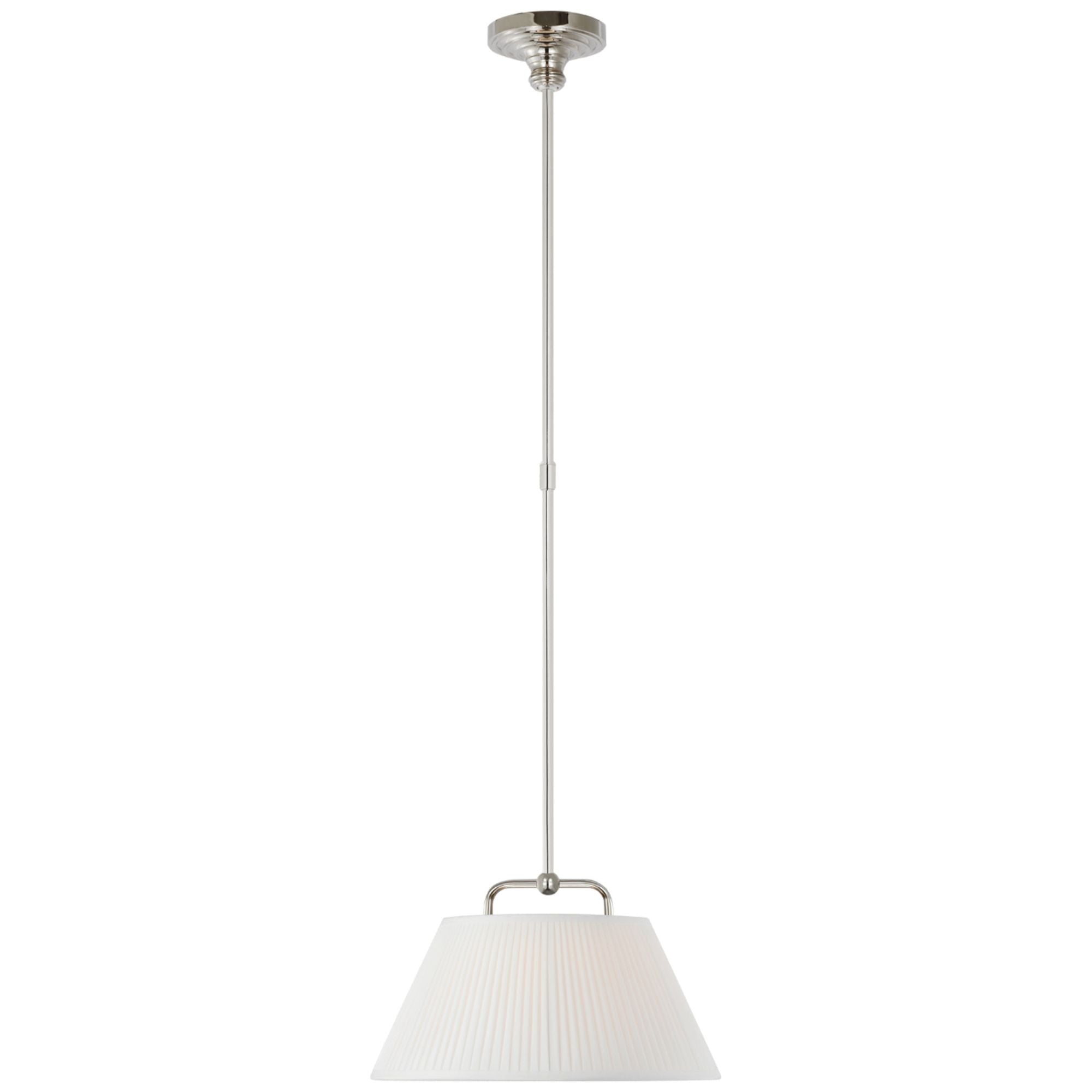 Amber Lewis Serrato 14" Hanging Shade in Polished Nickel with Silk Pleat Shade Ceiling Light W14"