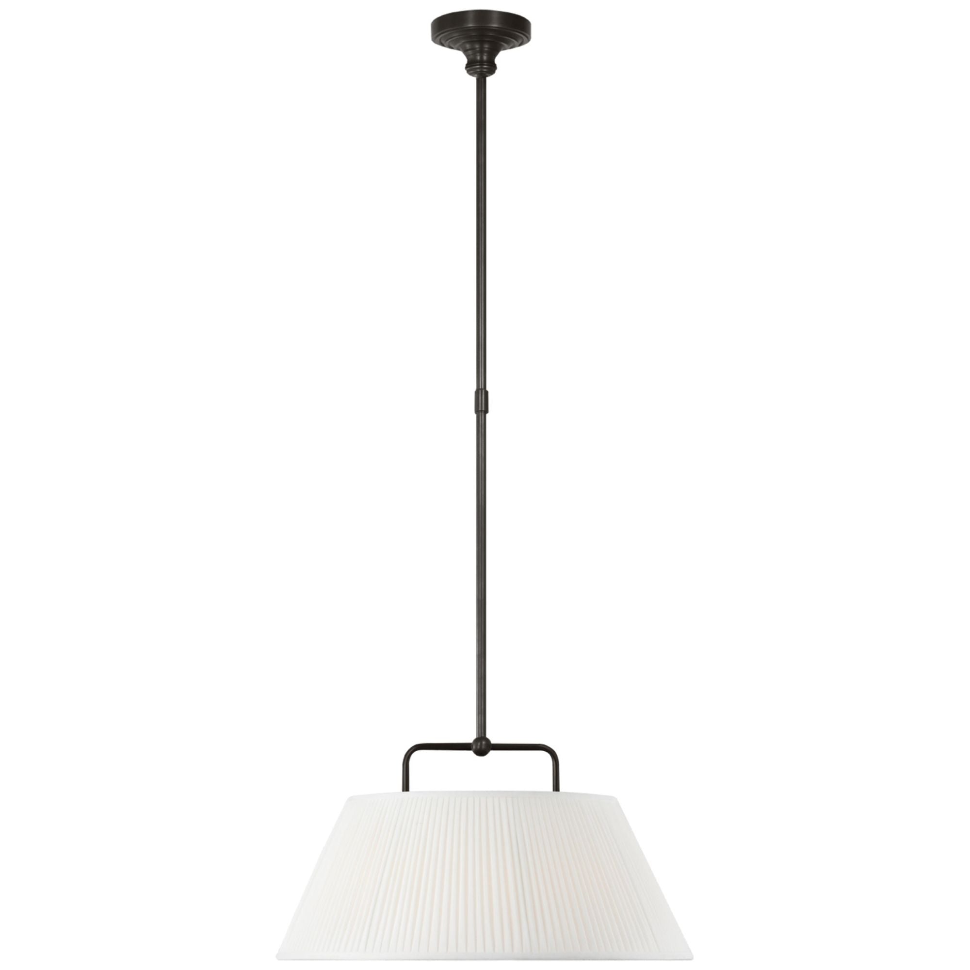 Amber Lewis Serrato 20" Hanging Shade in Bronze with Silk Pleat Shade Ceiling Light W20"