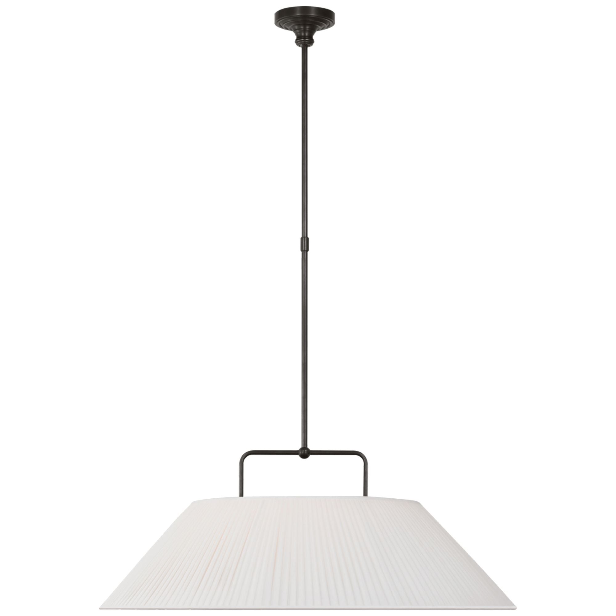 Amber Lewis Serrato 33" Hanging Shade in Bronze with Silk Pleat Shade Ceiling Light W32.5"