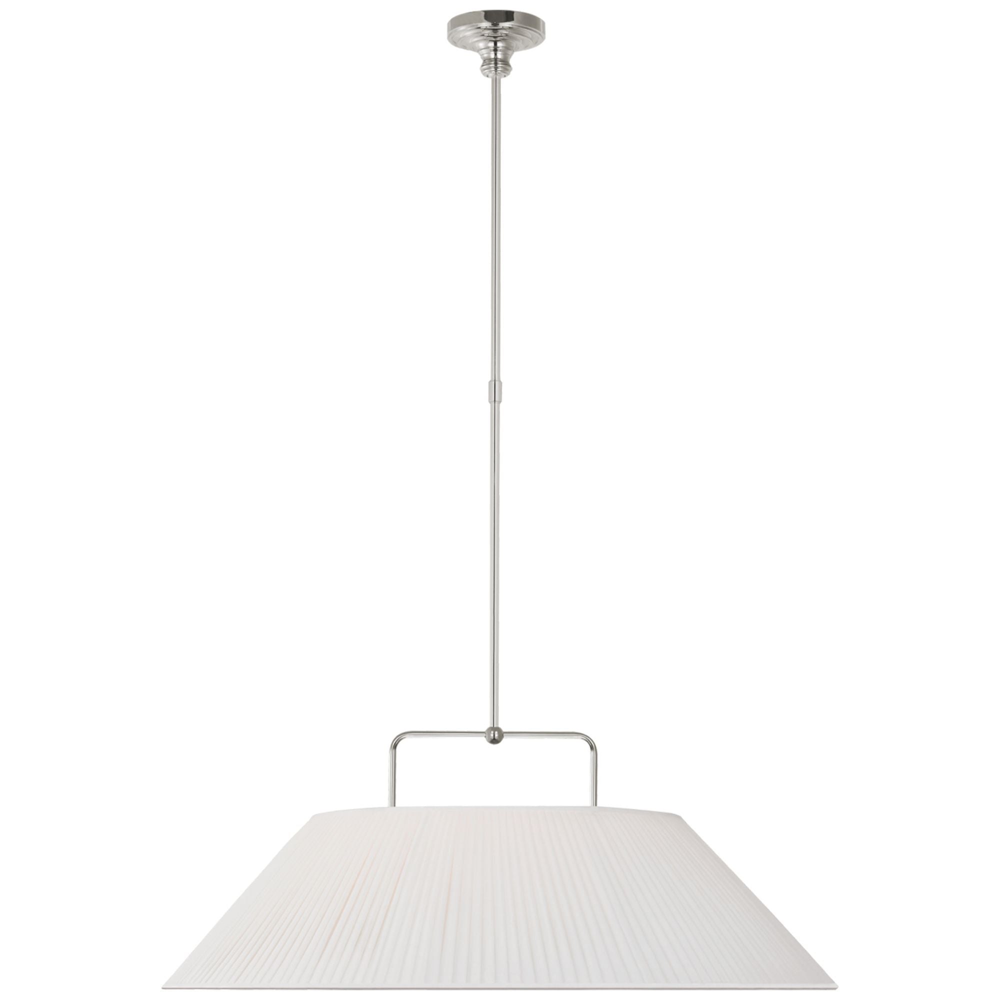 Amber Lewis Serrato 33" Hanging Shade in Polished Nickel with Silk Pleat Shade Ceiling Light W32.5"