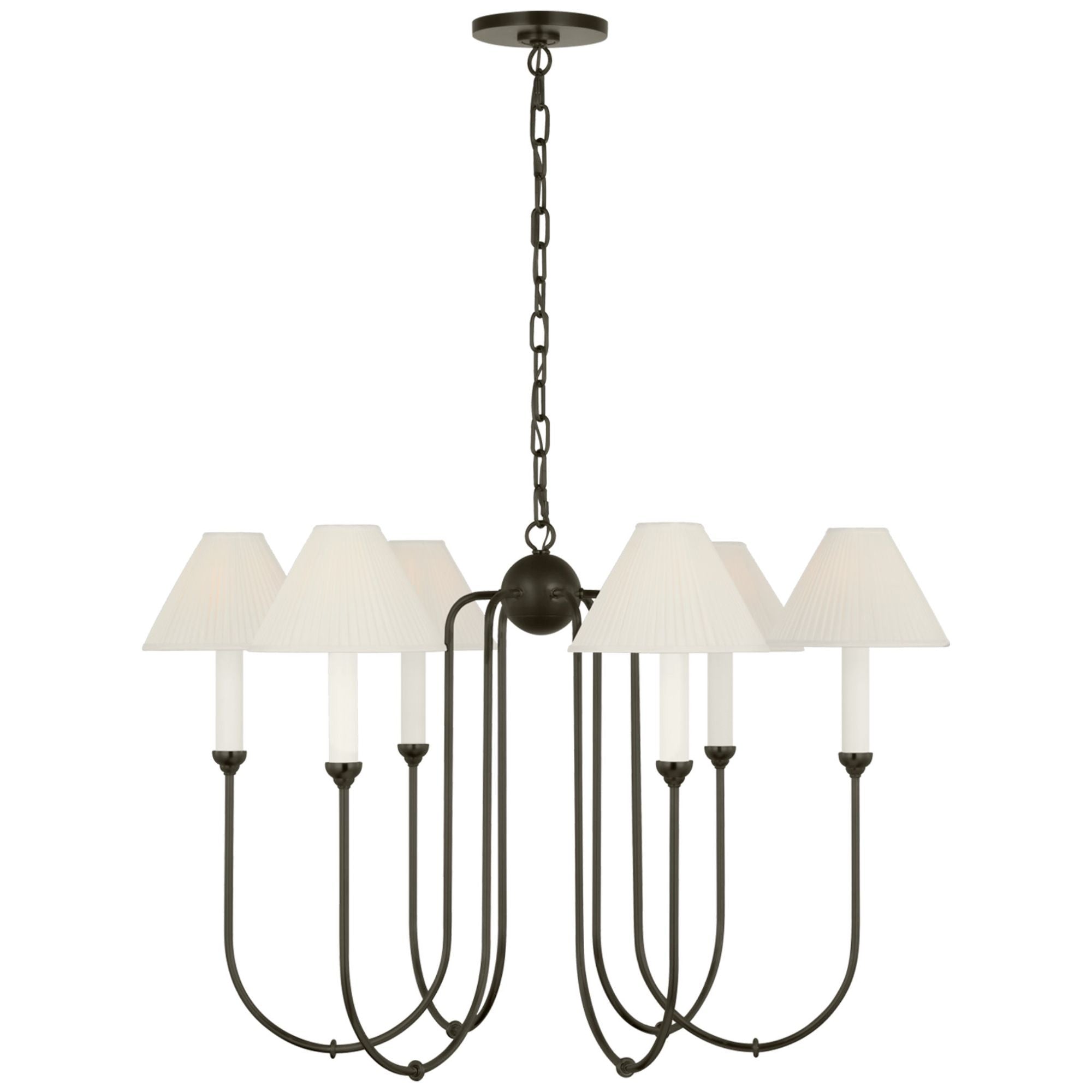 Amber Lewis Ingela 36" Chandelier in Modern Iron with Silk Pleat Shades Ceiling Light W36" x H23.5"