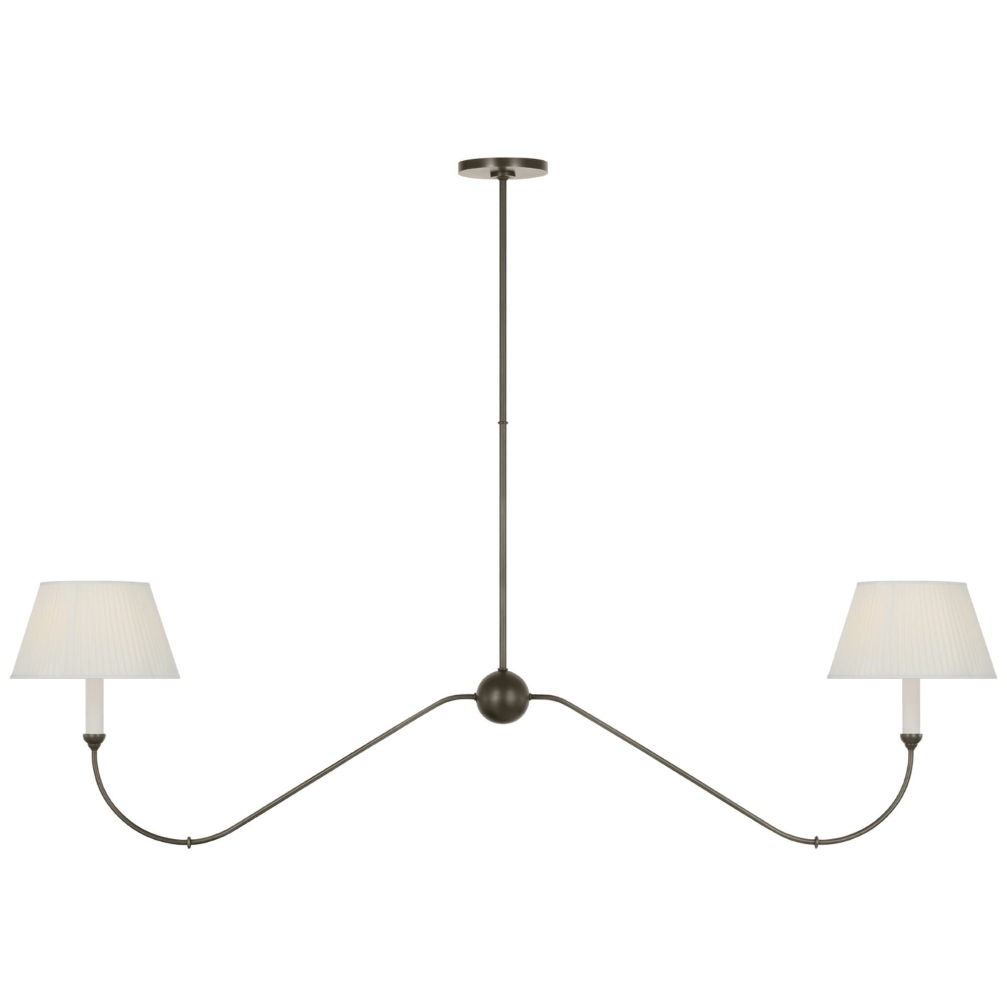 Amber Lewis Ingela 65" Linear Chandelier in Modern Iron with Silk Pleat Shades Ceiling Light W65"
