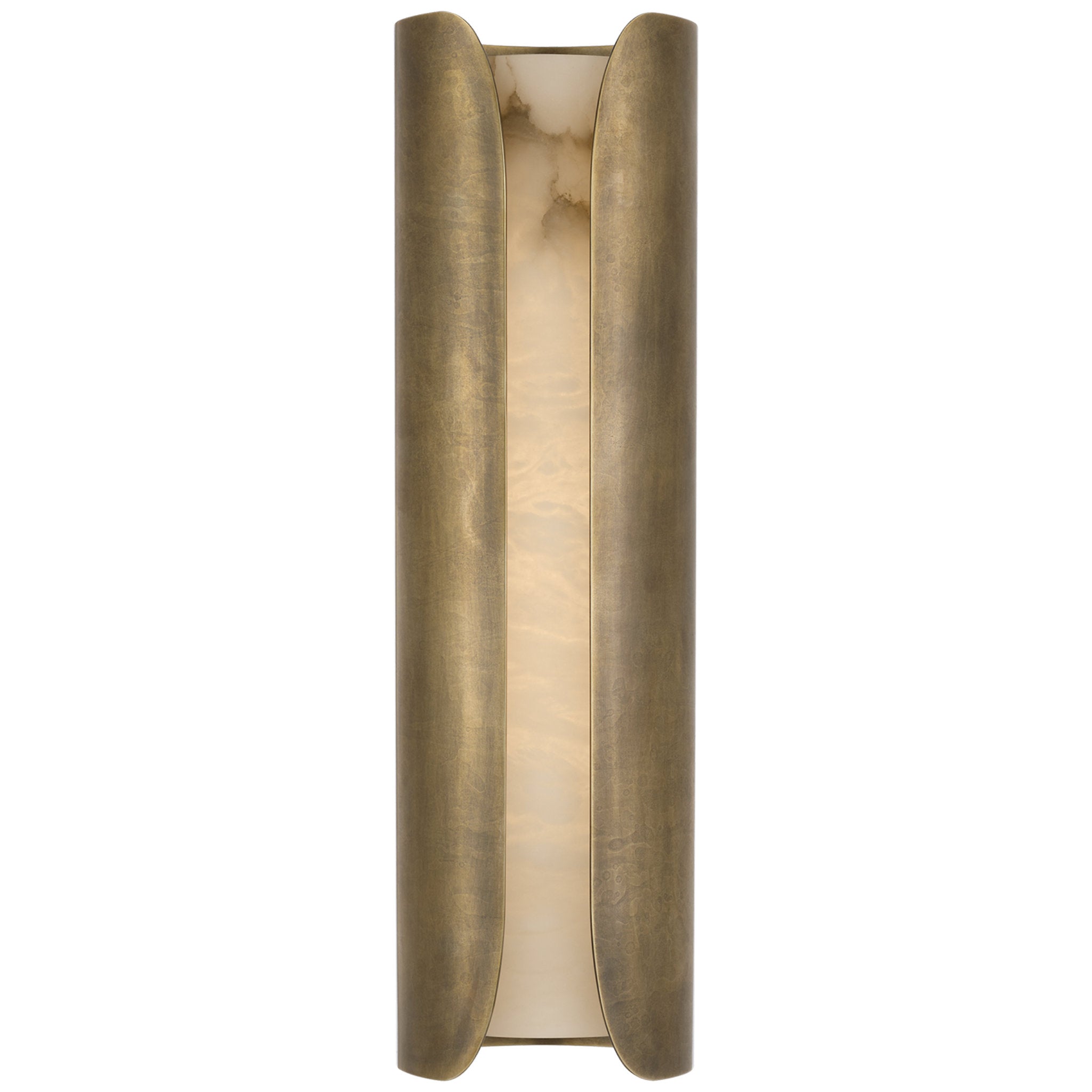 Anne-Marie Barton Armise 18" Sconce in Mottled Brass with Alabaster Wall Light W5.25" x H18"