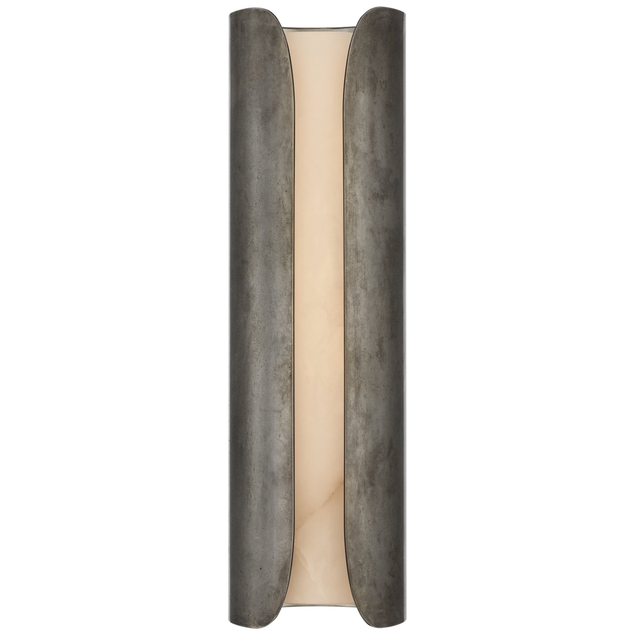 Anne-Marie Barton Armise 18" Sconce in Mottled Pewter with Alabaster Wall Light W5.25" x H18"