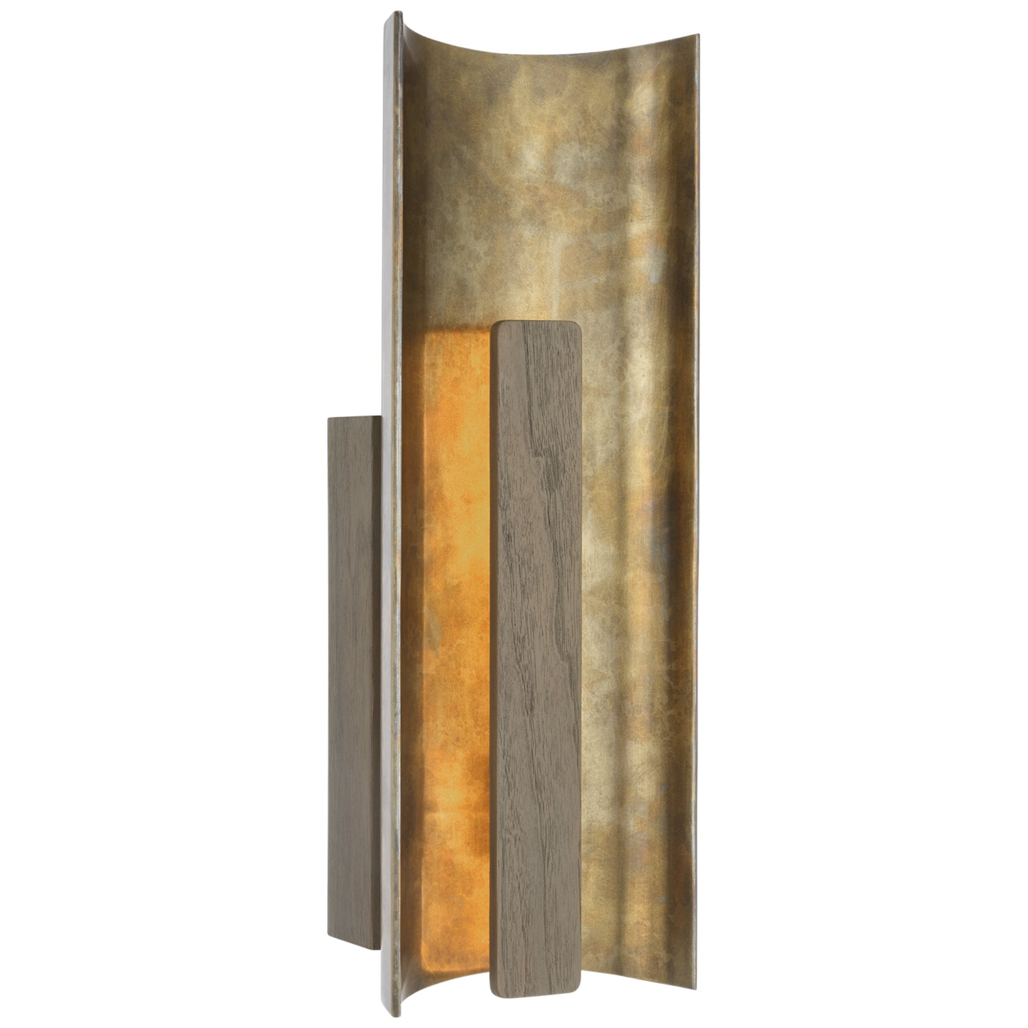 Anne-Marie Barton Remi 18" Sconce in Mottled Brass and Warm Walnut Wall Light W6.5" x H18"
