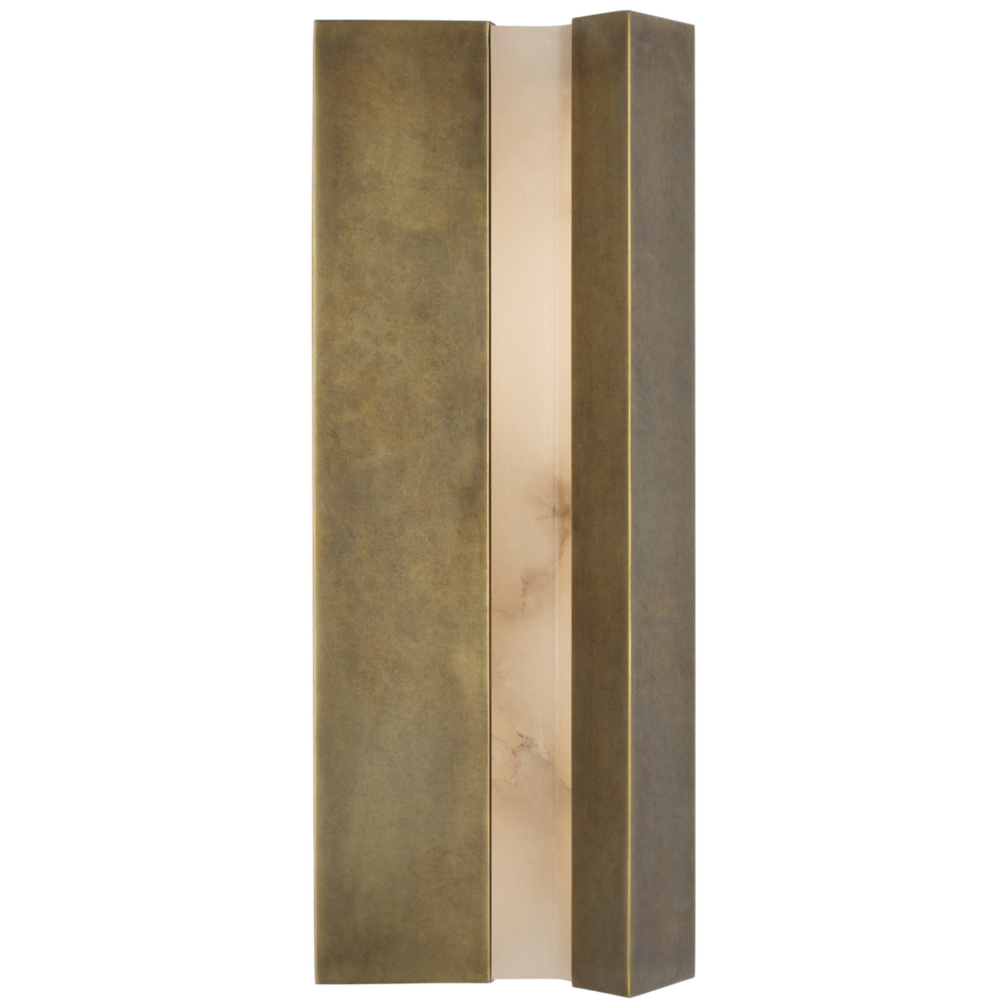 Anne-Marie Barton Austera 20" Sconce in Mottled Brass with Alabaster Wall Light W8" x H20"