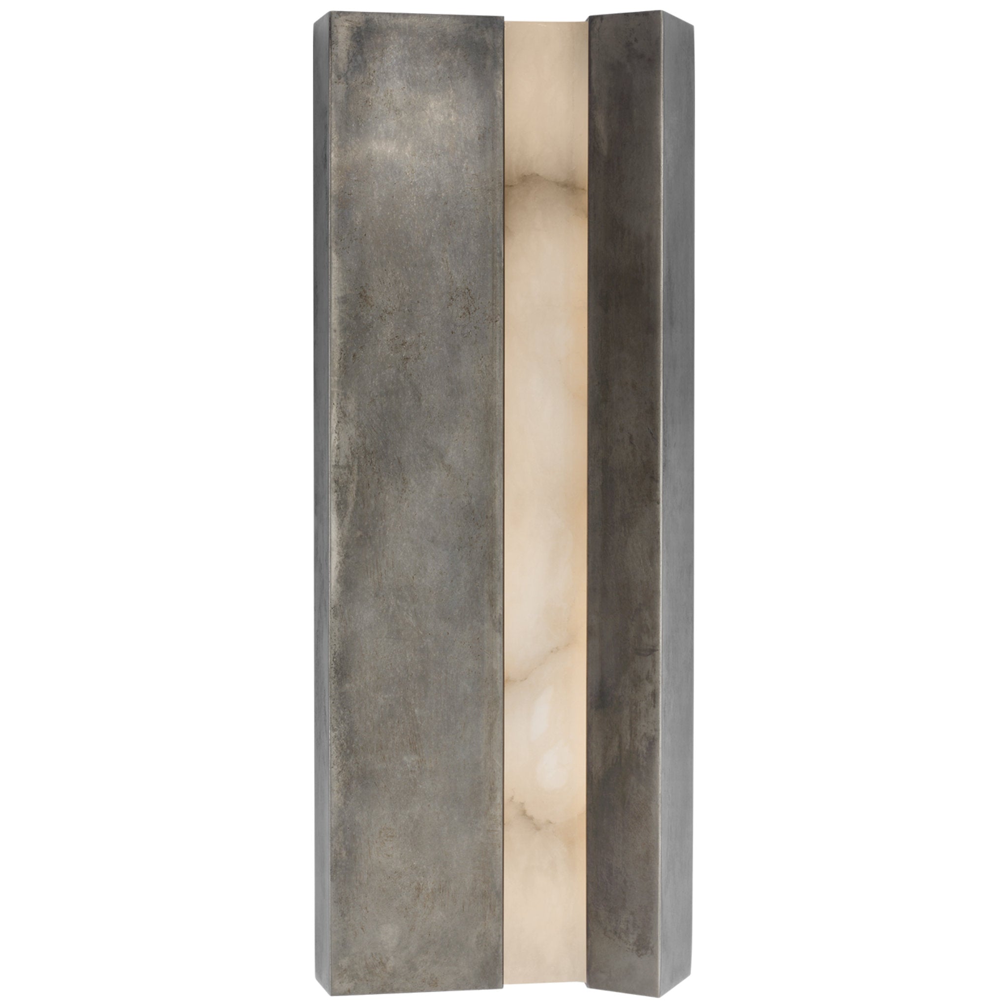 Anne-Marie Barton Austera 20" Sconce in Mottled Pewter with Alabaster Wall Light W8" x H20"