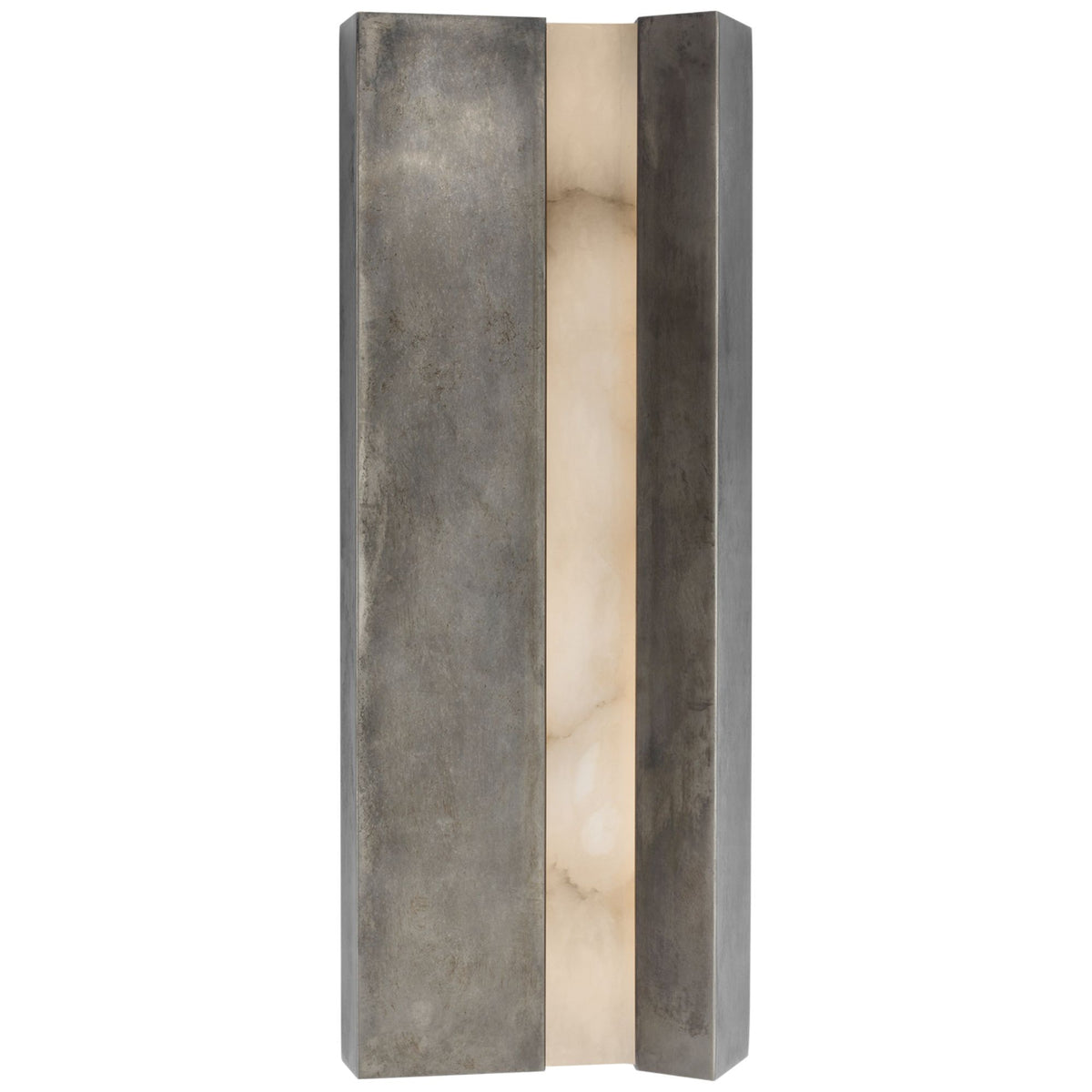 Anne-Marie Barton Austera 20" Sconce in Mottled Pewter with Alabaster W8" x H20" x E3.25"