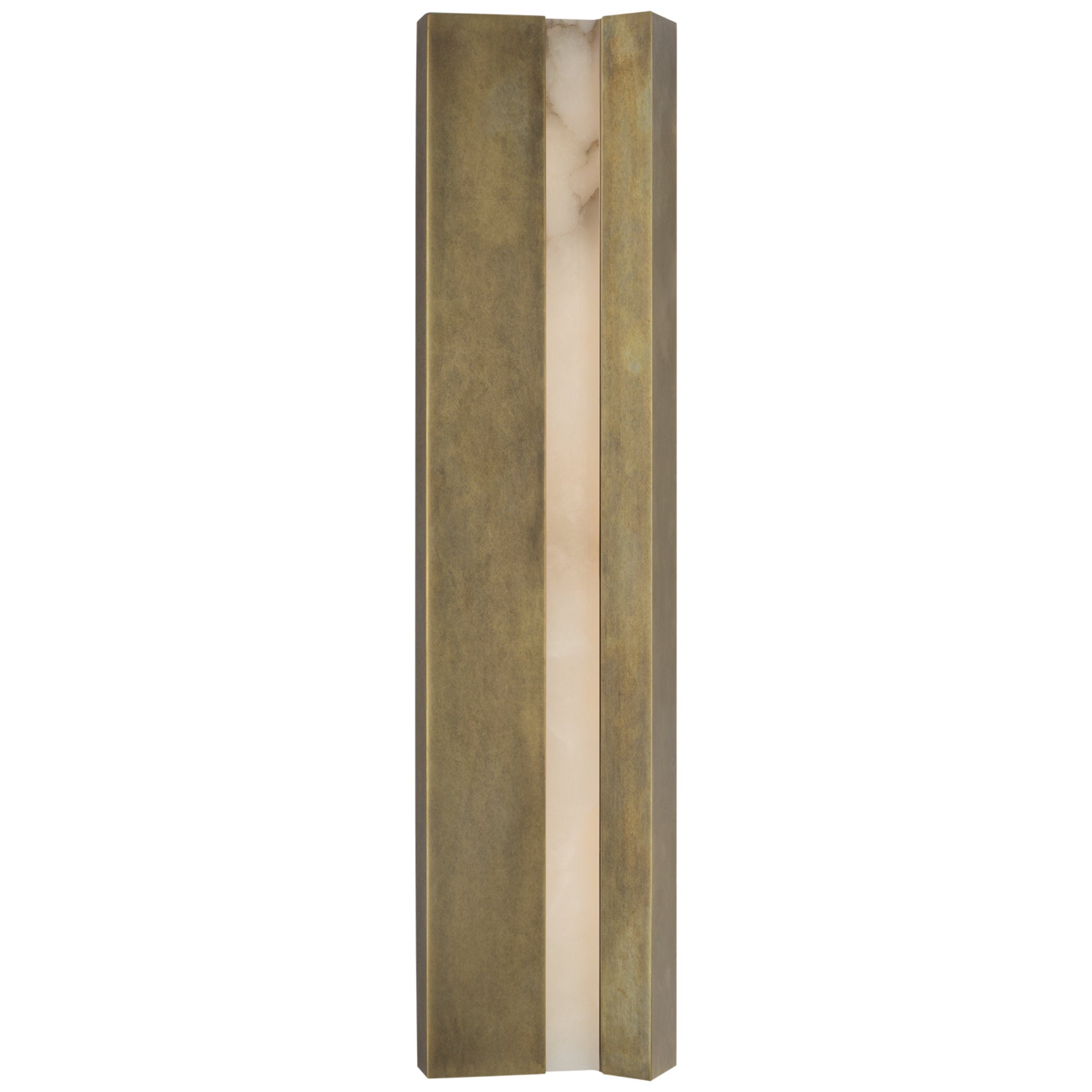 Anne-Marie Barton Austera 32" Sconce in Mottled Brass with Alabaster Wall Light W8" x H32"