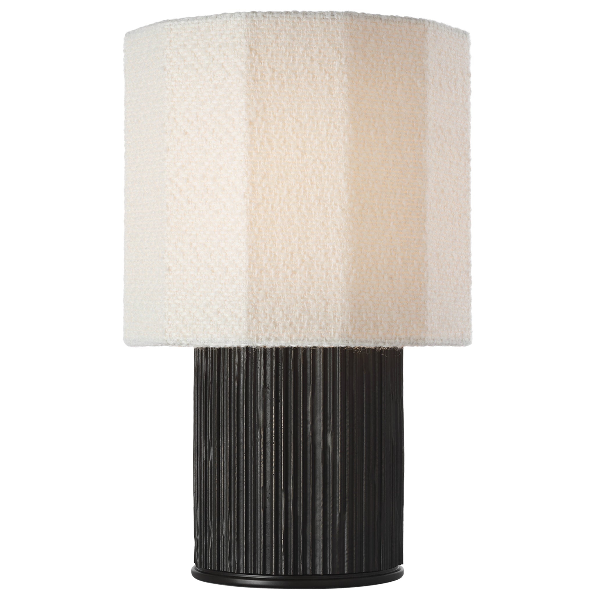 Anne-Marie Barton Fumar 18" Table Lamp in Ridged Carbon with Bouclé Shade W11" x H17.5"