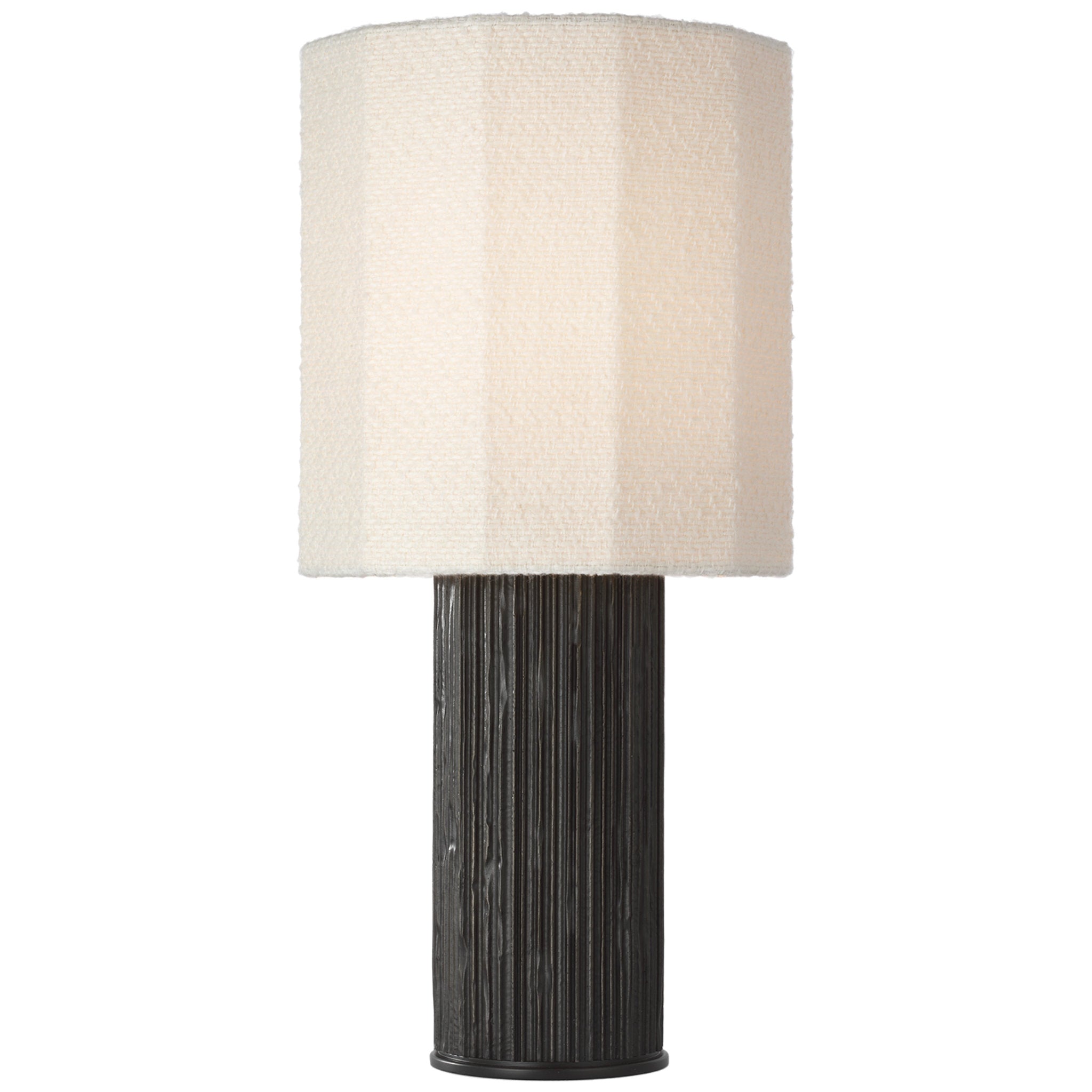 Anne-Marie Barton Fumar 24" Table Lamp in Ridged Carbon with Bouclé Shade W11" x H23.5"
