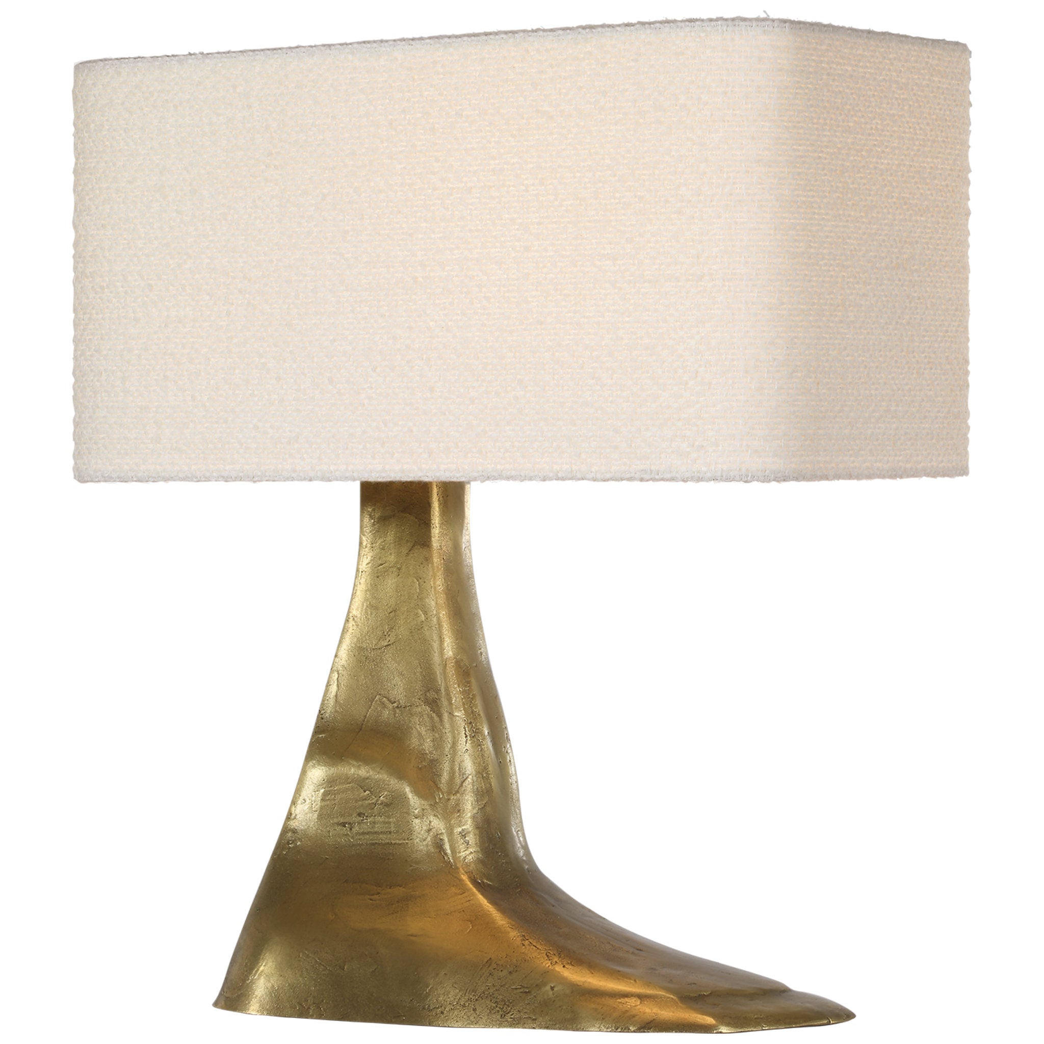 Anne-Marie Barton Terra-Forma 23" Left Table Lamp in Museum Brass with Boucle Shade W11" x H22.75"