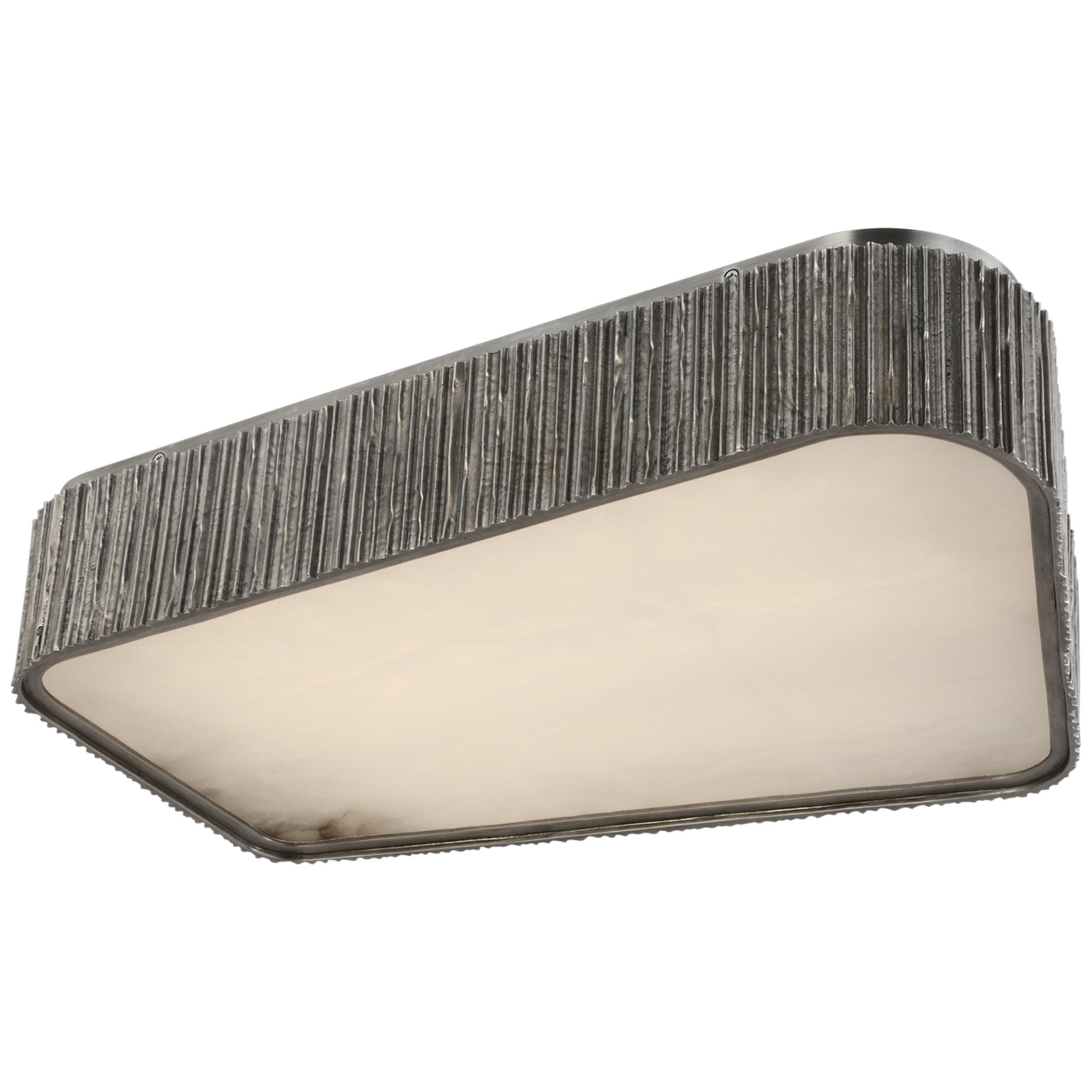 Anne-Marie Barton Fumar 21" Asymmetrical Flush Mount in Ridged Graphite with Alabaster Ceiling Light W21" x H4.5"