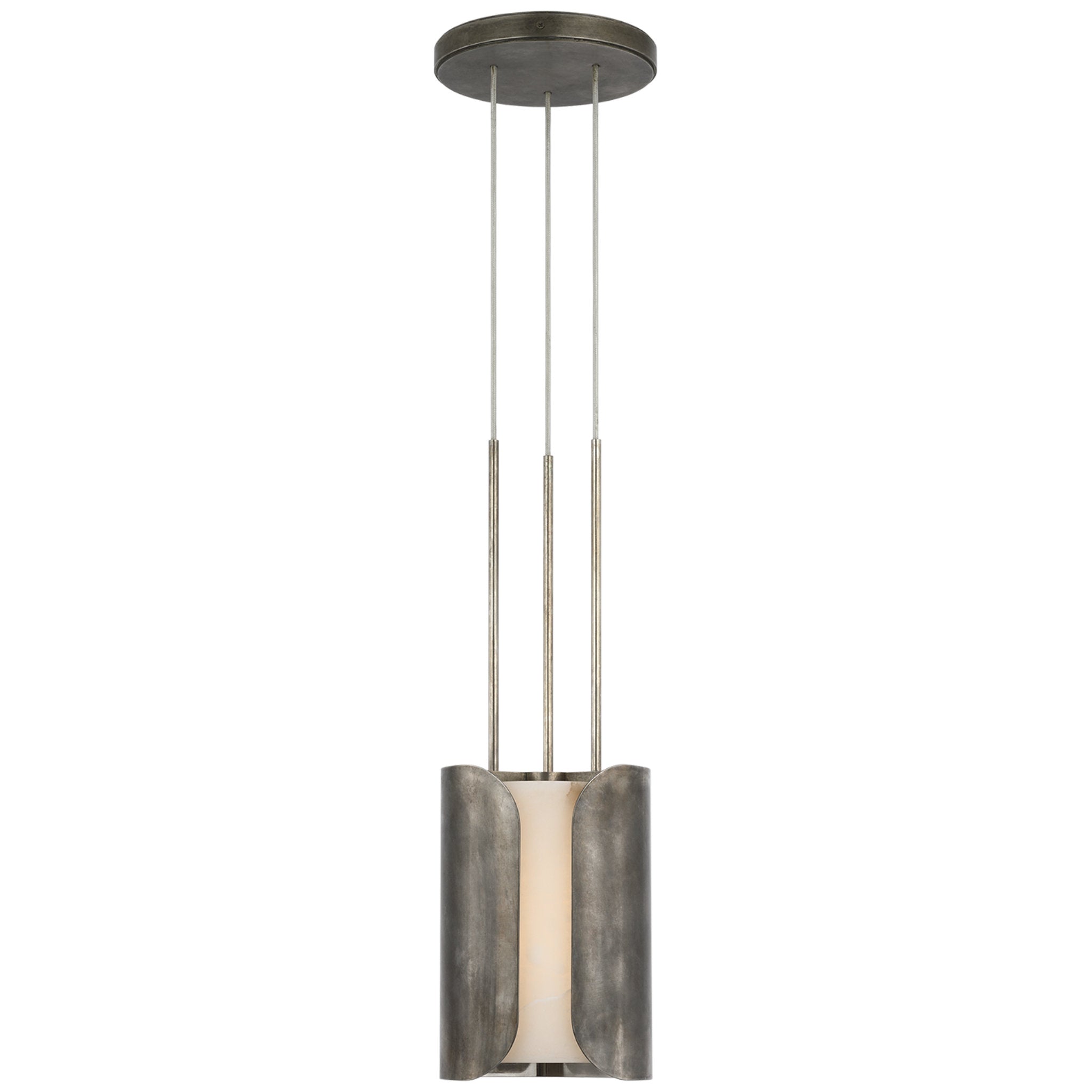Anne-Marie Barton Armise 8" Pendant in Mottled Pewter with Alabaster Ceiling Light W7.5"