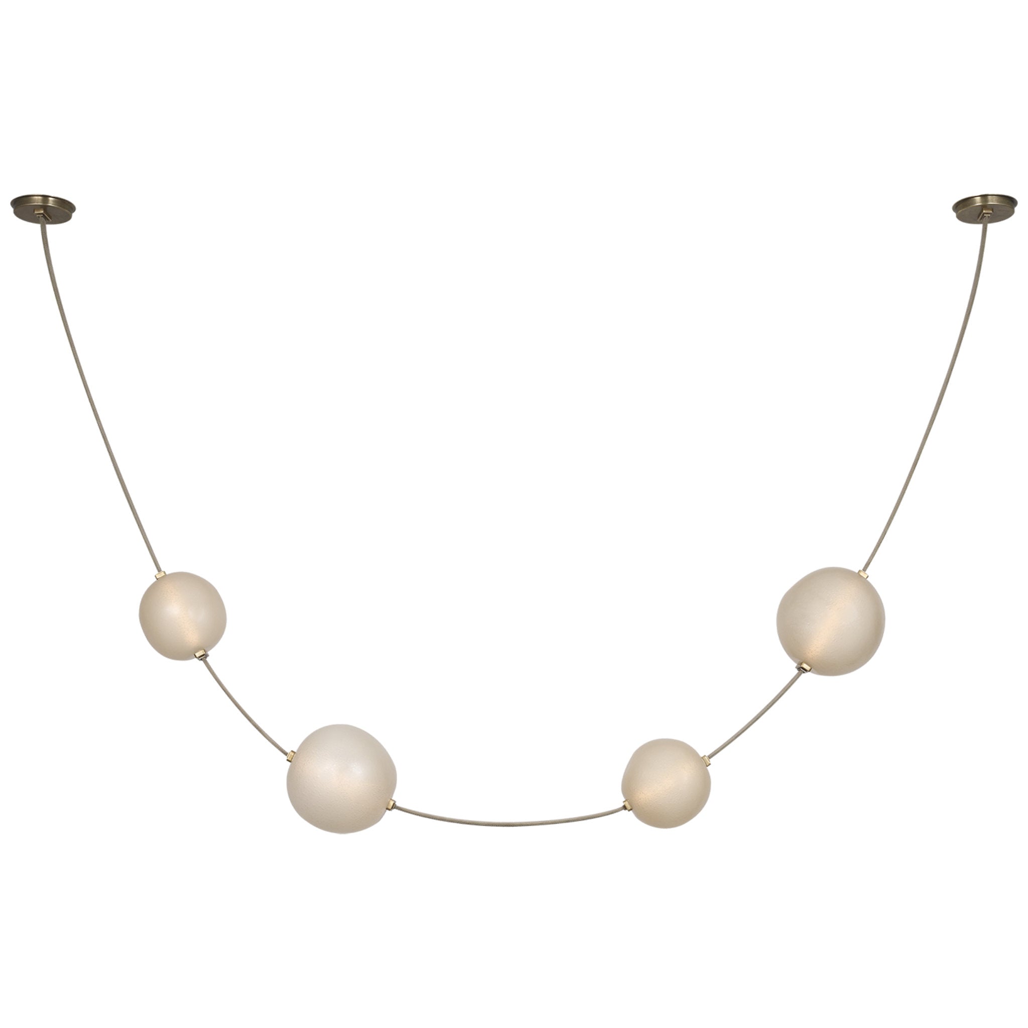 Anne-Marie Barton Dune Belted Light in Ash Suede and Mottled Brass with Fizzy Nude Glass Ceiling Light W8" - 58.5" x H50" - 72.75"