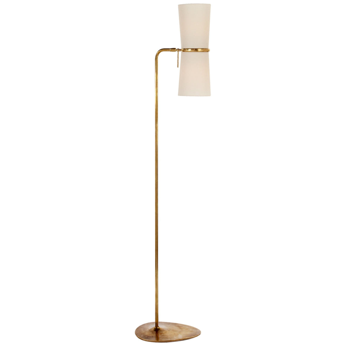 AERIN Clarkson Floor Lamp in Hand-Rubbed Antique Brass with Linen Shades W12" x H58.25"