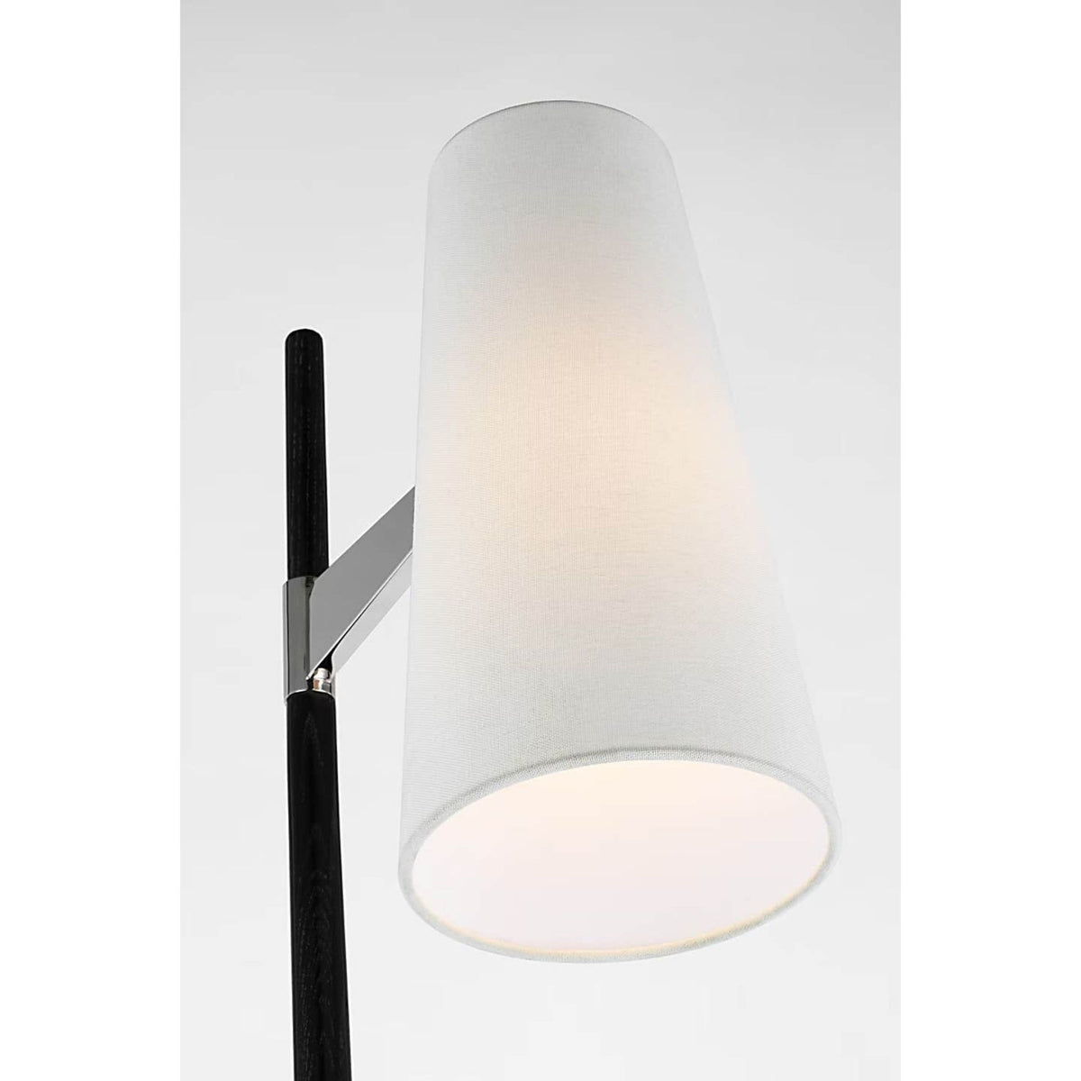 AERIN Katia Floor Lamp in Ebony and Polished Nickel with Linen Shade W14" x H56.75" x E20.5"