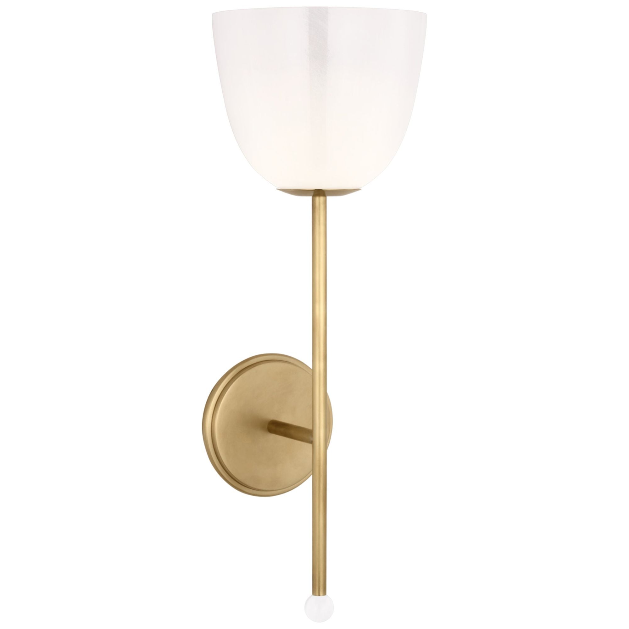 AERIN Brisa 20" Torch Sconce in Hand-Rubbed Antique Brass with White Strie Glass Shade Wall Light W7" x H20"