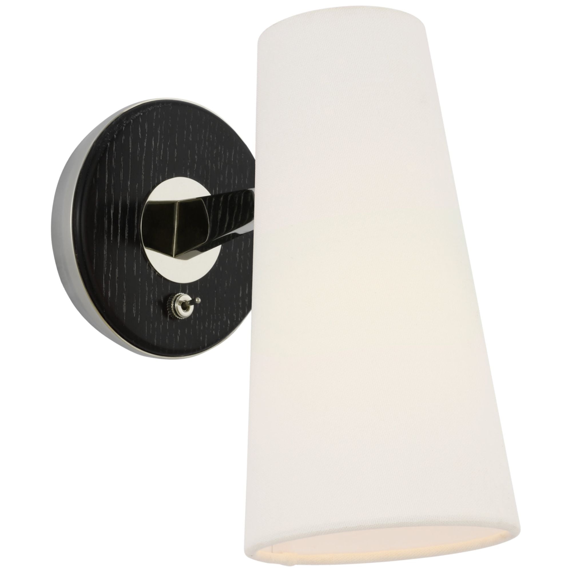 AERIN Olina 10" Sconce in Polished Nickel and Ebony with Linen Shade Wall Light W5" x H9.75"