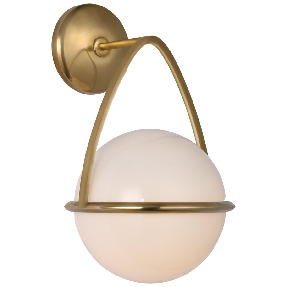 AERIN Lisette Bracketed Sconce in Hand-Rubbed Antique Brass with White Glass W8" x H13.75" x E8.5"
