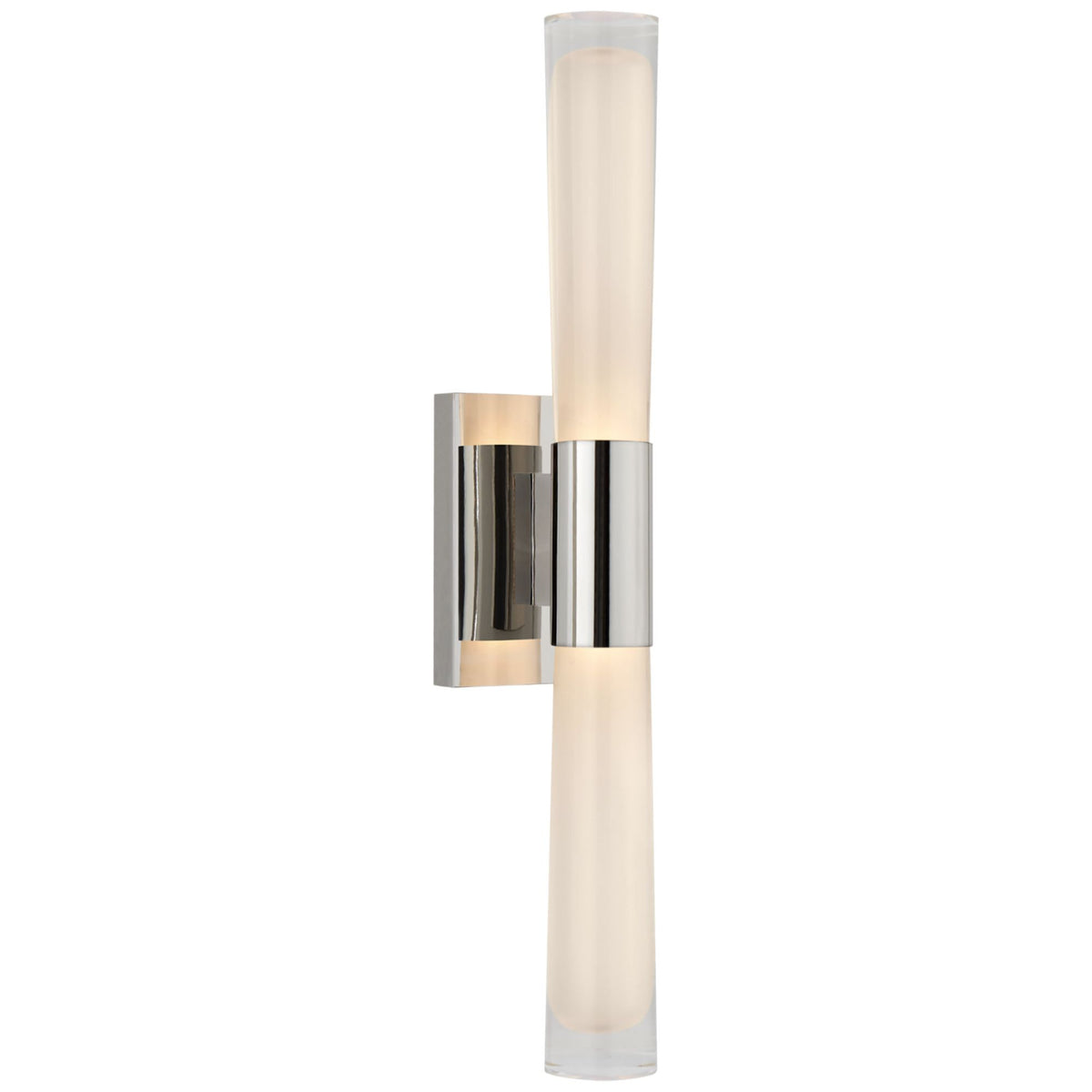 AERIN Brenta Single Sconce in Polished Nickel with White Glass W3.5" x H18.5" x E3.75"