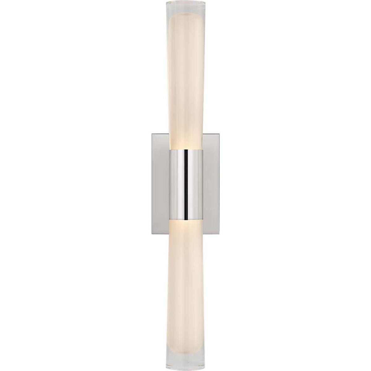 AERIN Brenta Single Sconce in Polished Nickel with White Glass W3.5" x H18.5" x E3.75"