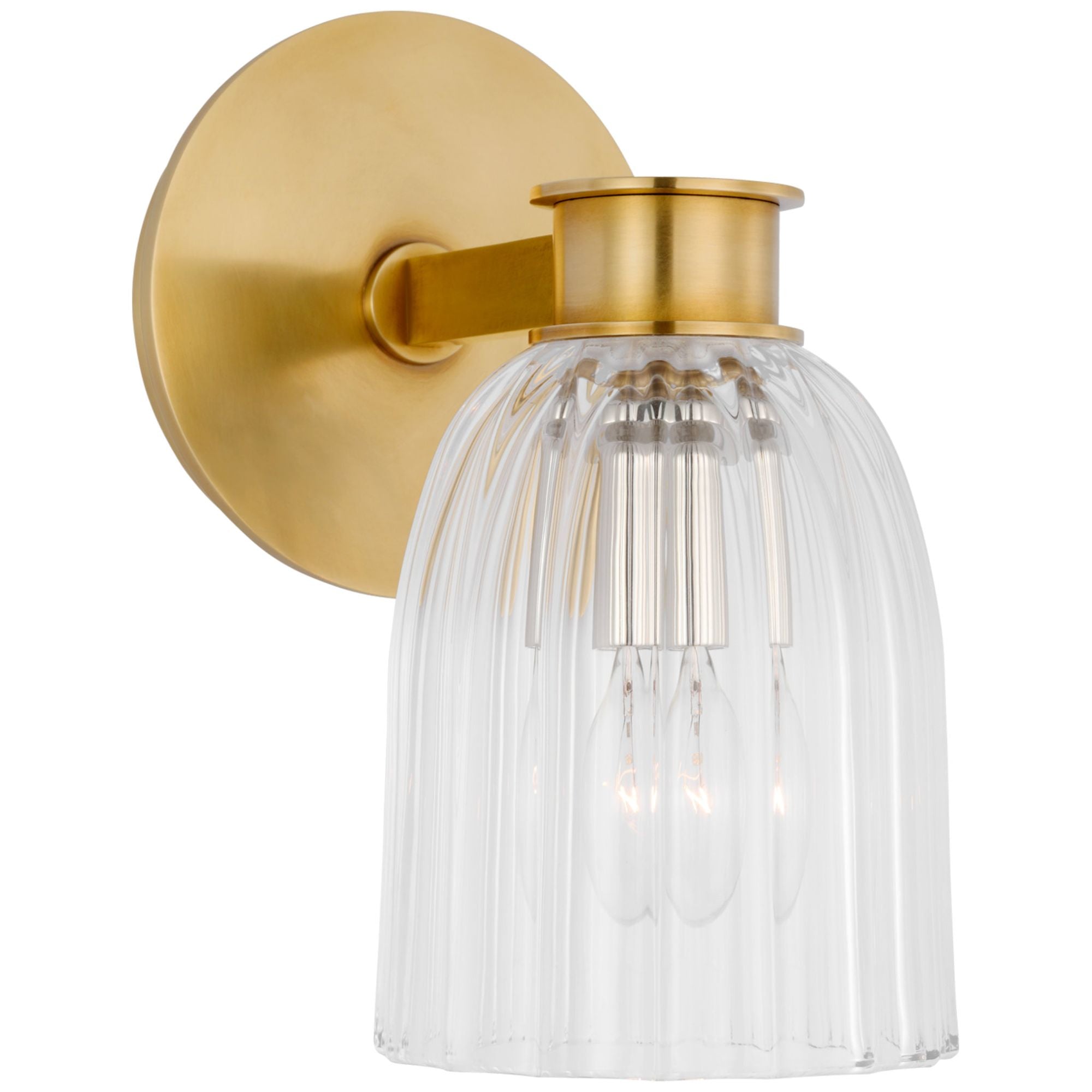 AERIN Asalea Single Sconce in Hand-Rubbed Antique Brass with Clear Glass Wall Light W5" x H8.5"