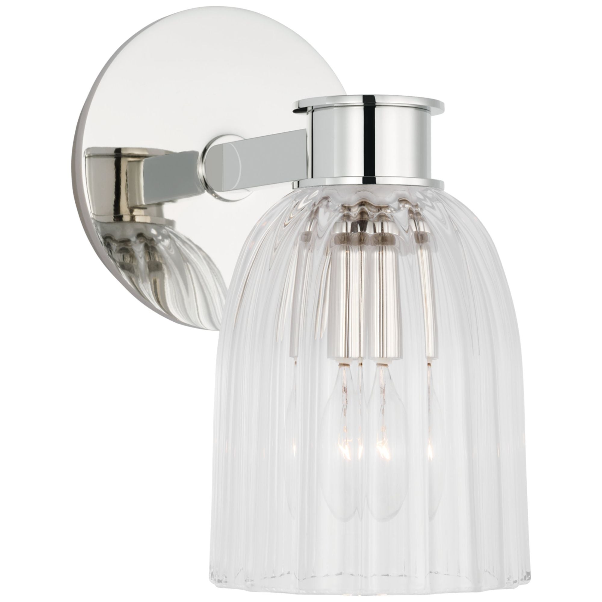 AERIN Asalea Single Sconce in Polished Nickel with Clear Glass Wall Light W5" x H8.5"