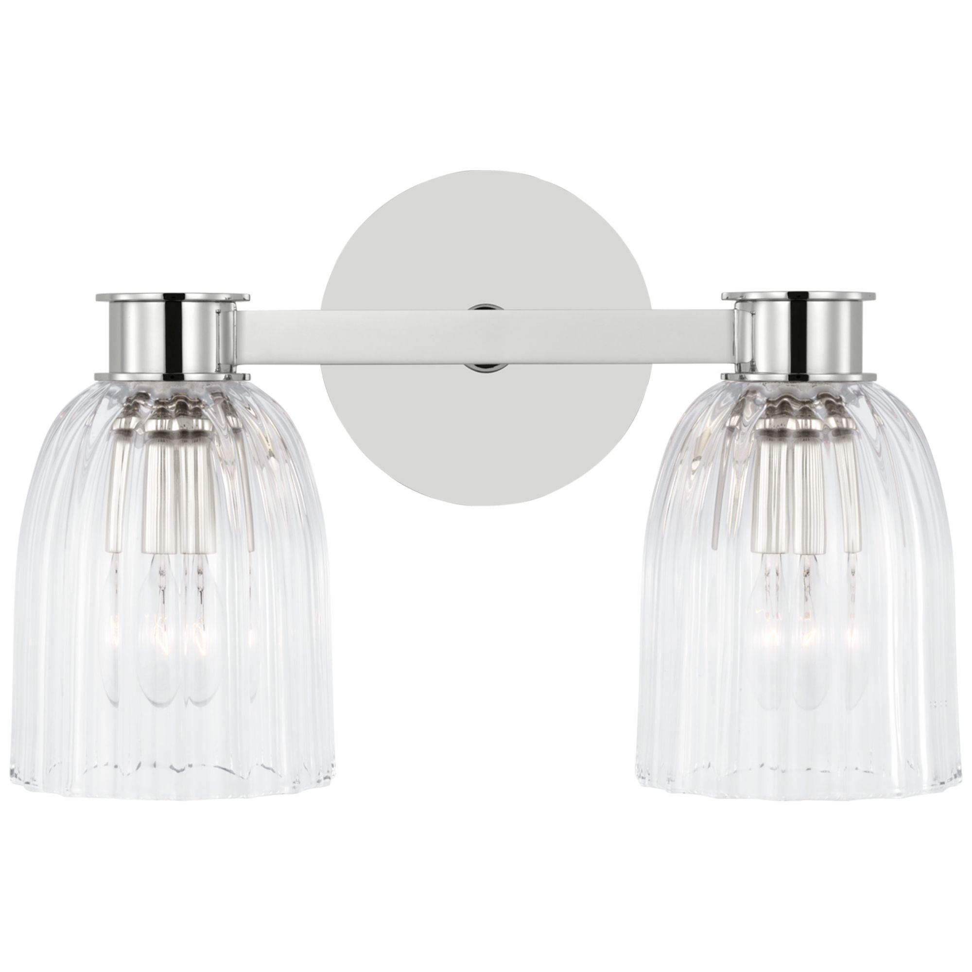 AERIN Asalea Double Sconce in Polished Nickel with Clear Glass Wall Light W13" x H8.5"