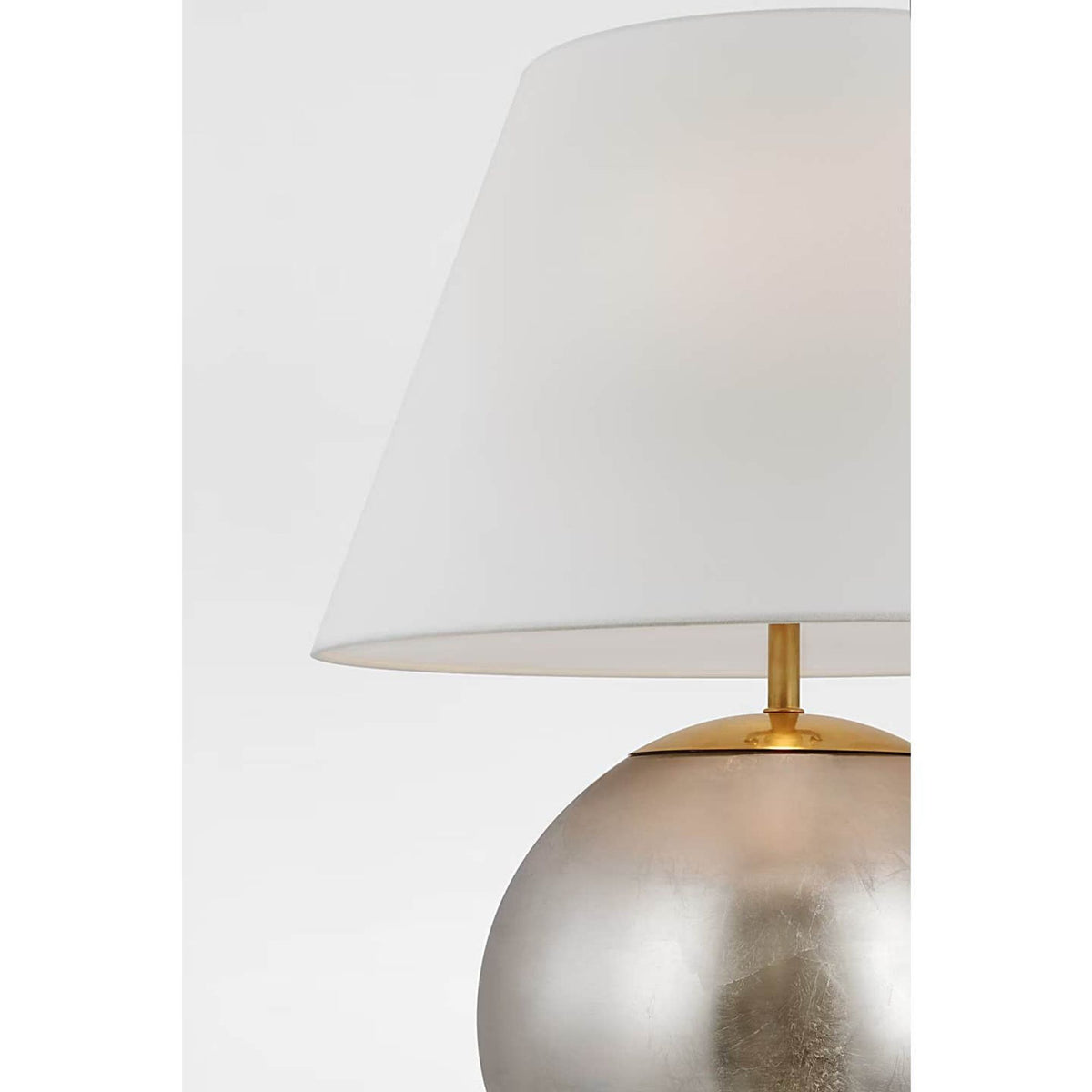 AERIN Morton Large Table Lamp in Burnished Silver Leaf with Linen Shade W23" x H30.5"