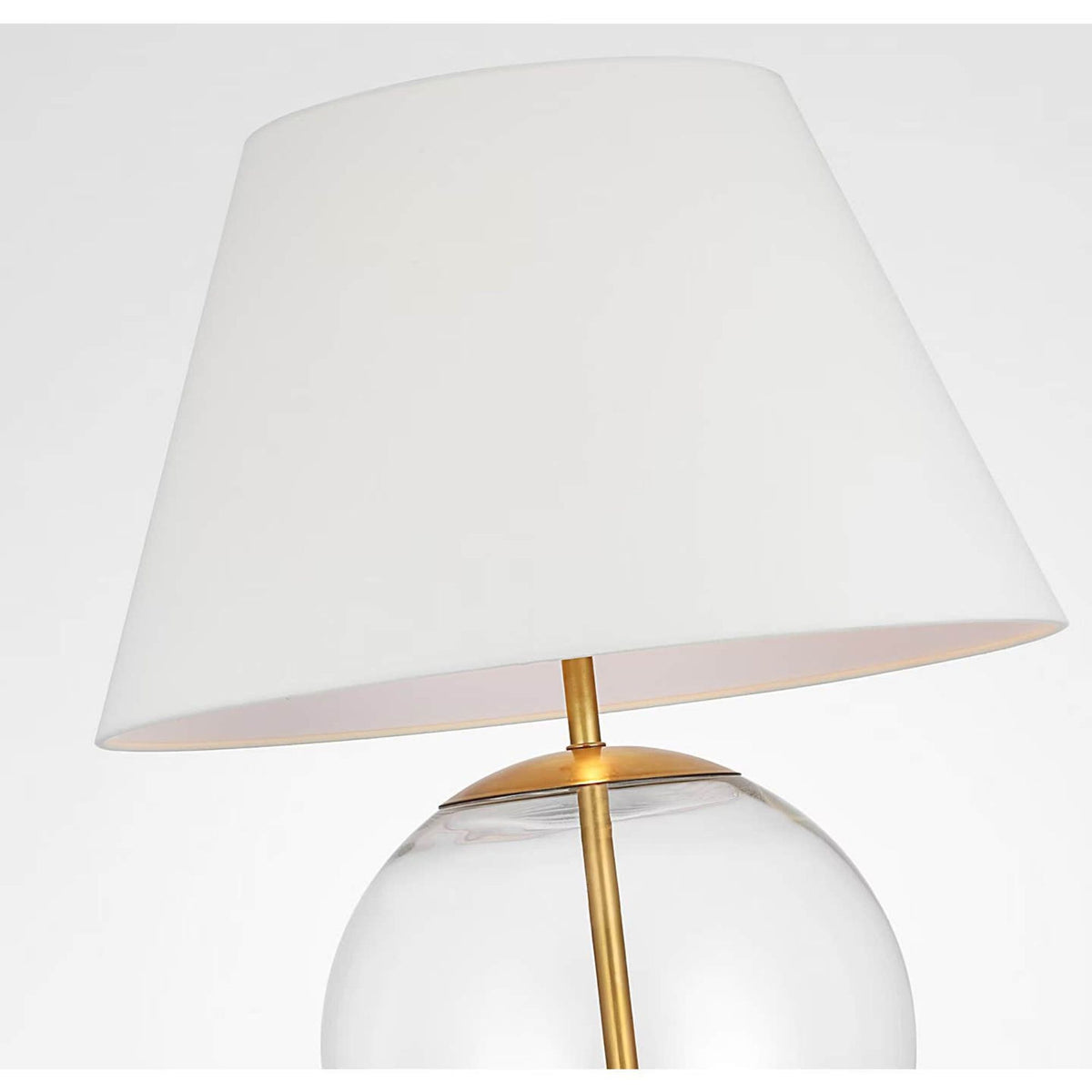 AERIN Morton Large Table Lamp in Clear Glass with Linen Shade W23" x H30.5"