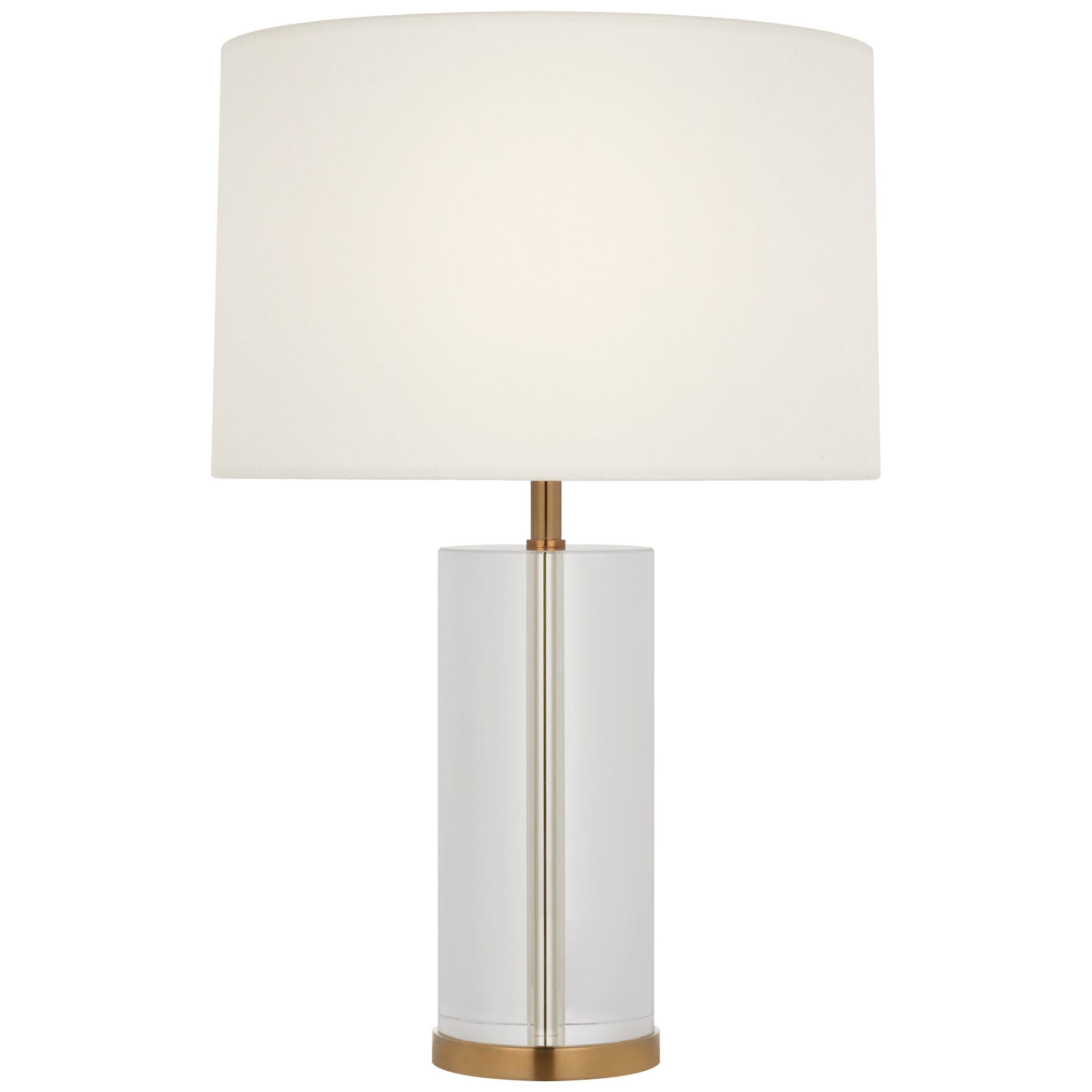 AERIN Lineham 16" Cordless Accent Lamp in Crystal and Hand-Rubbed Antique Brass with Linen Shade Table Lamp W10.5" x H16"