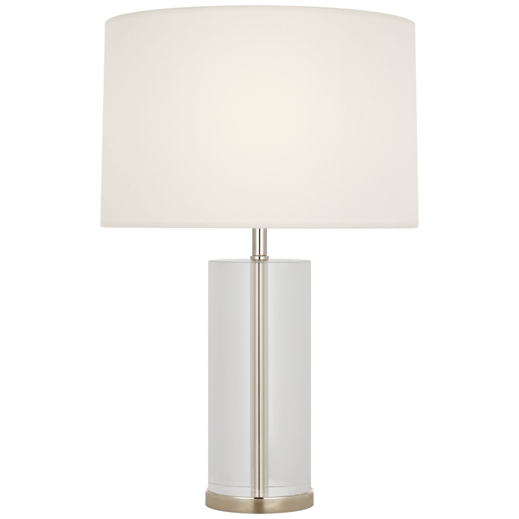 AERIN Lineham 16" Cordless Accent Lamp in Crystal and Polished Nickel with Linen Shade Table Lamp W10.5" x H16"