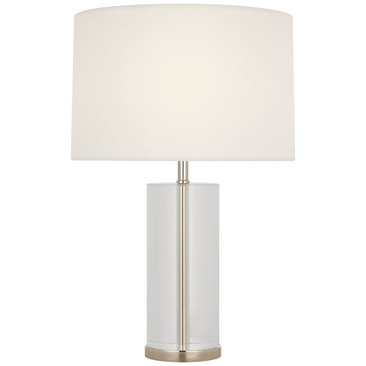 AERIN Lineham 16" Cordless Accent Lamp in Crystal and Polished Nickel with Linen Shade W10.5" x H16"