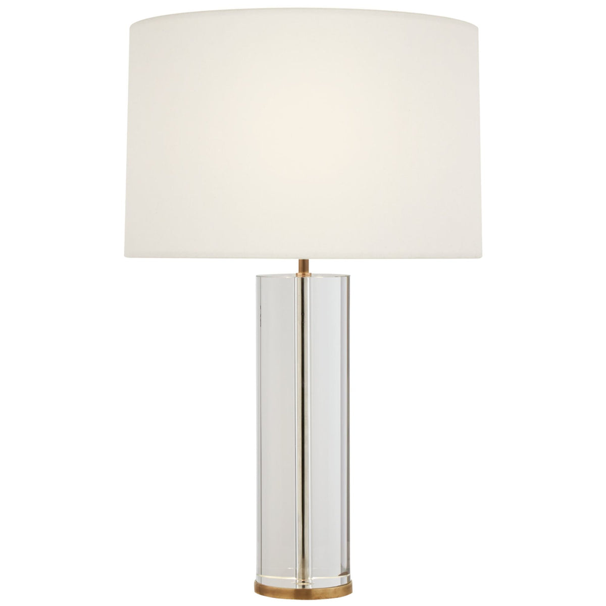 AERIN Lineham Cordless Table Lamp in Crystal and Hand-Rubbed Antique Brass with Linen Shade W18" x H29.5"