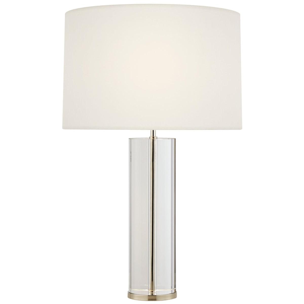 AERIN Lineham Cordless Table Lamp in Crystal and Polished Nickel with Linen Shade W18" x H29.5"